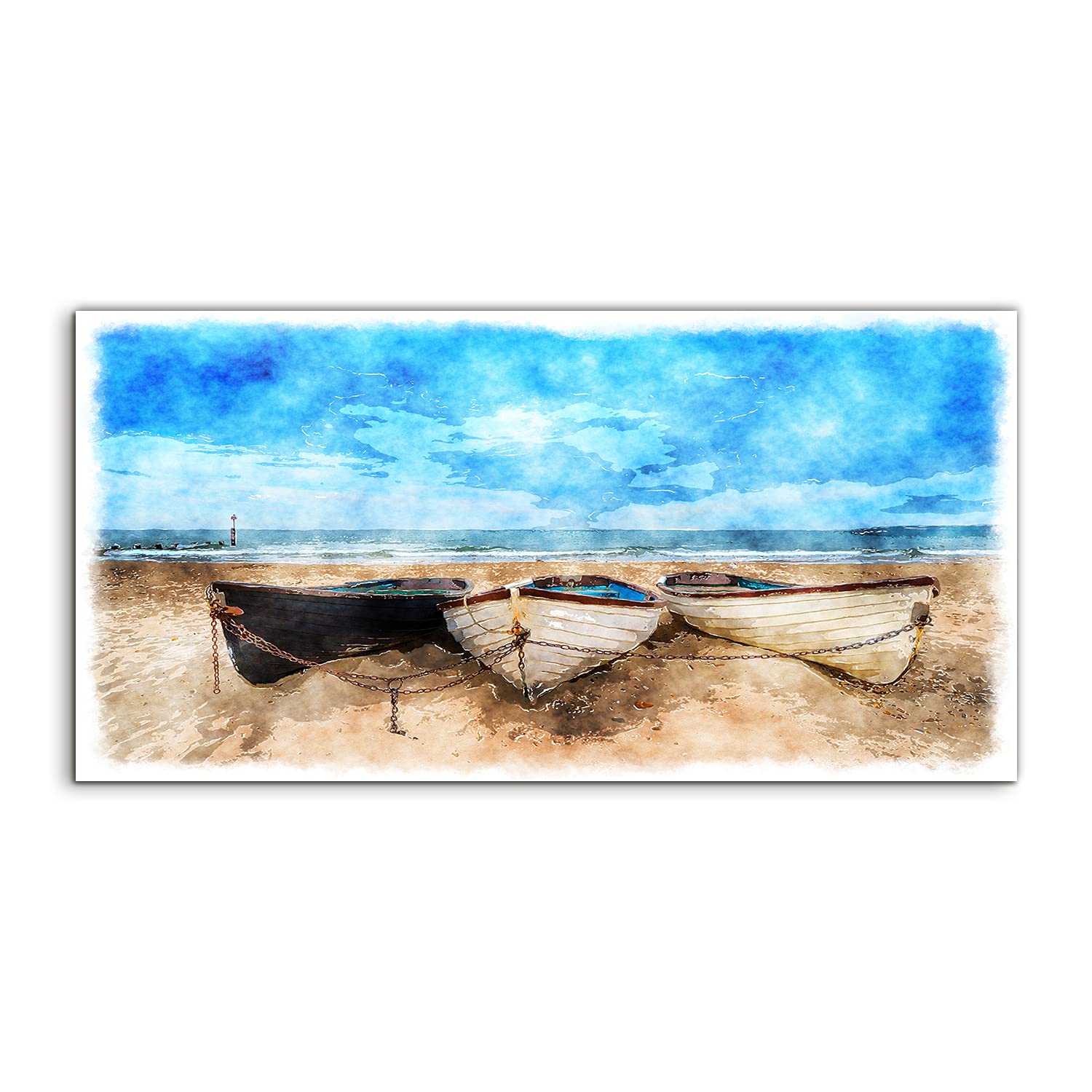 Tableau mural salon au format 100x50cm évoquant la sérénité d'une plage - 8