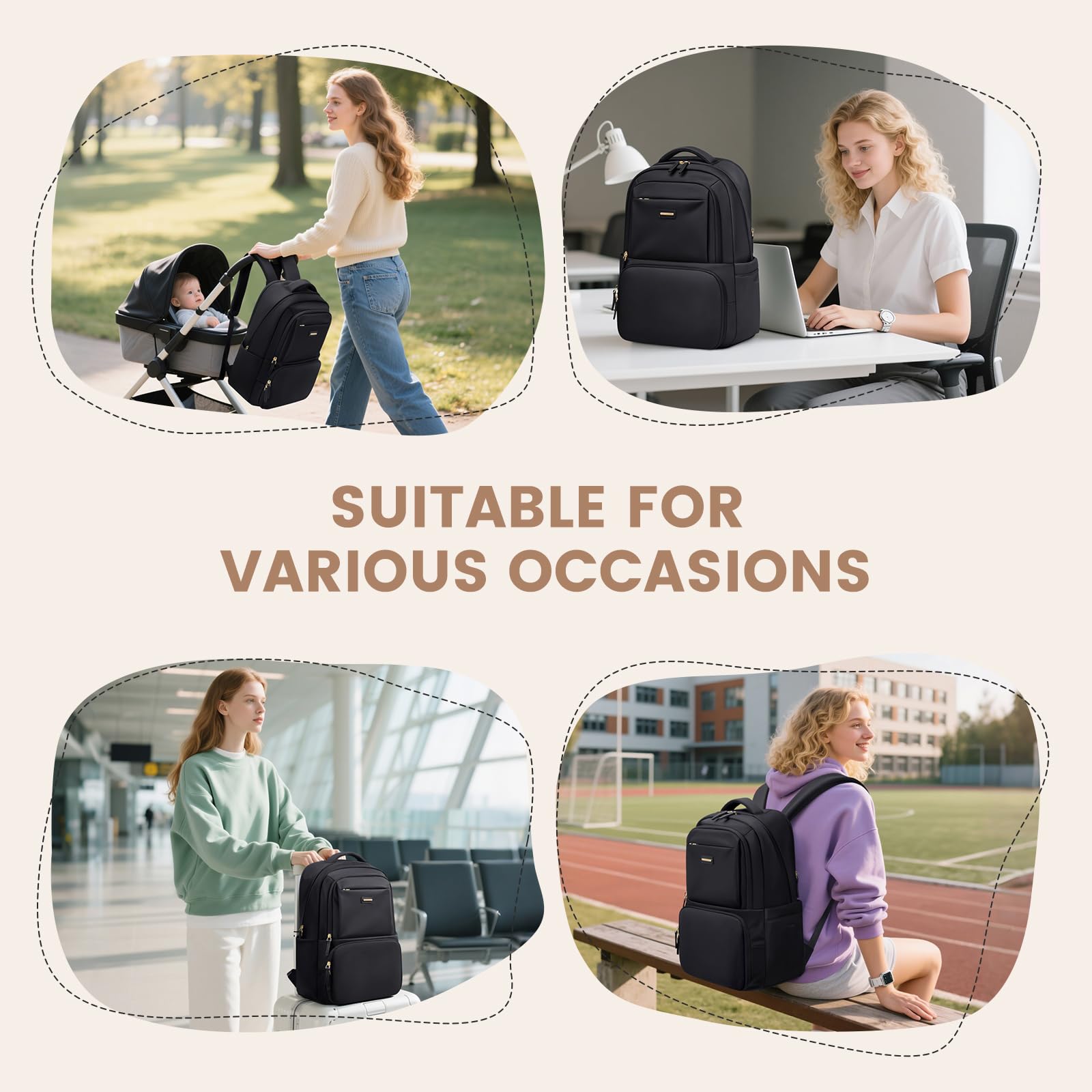 GOLF SUPAGS Lunch Rucksack, 16 Zoll Laptop Rucksack Schulrucksack mit Lsoliertes Kühltasche für Arbeit Reisen Schule Picknick Uni