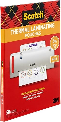 Miniatura 6 de Scotch Bolsas de laminación térmica mate, ultra transparentes con acabado mate, tamaño carta de 8.9 x 11.4 pulgadas, paquete de 50