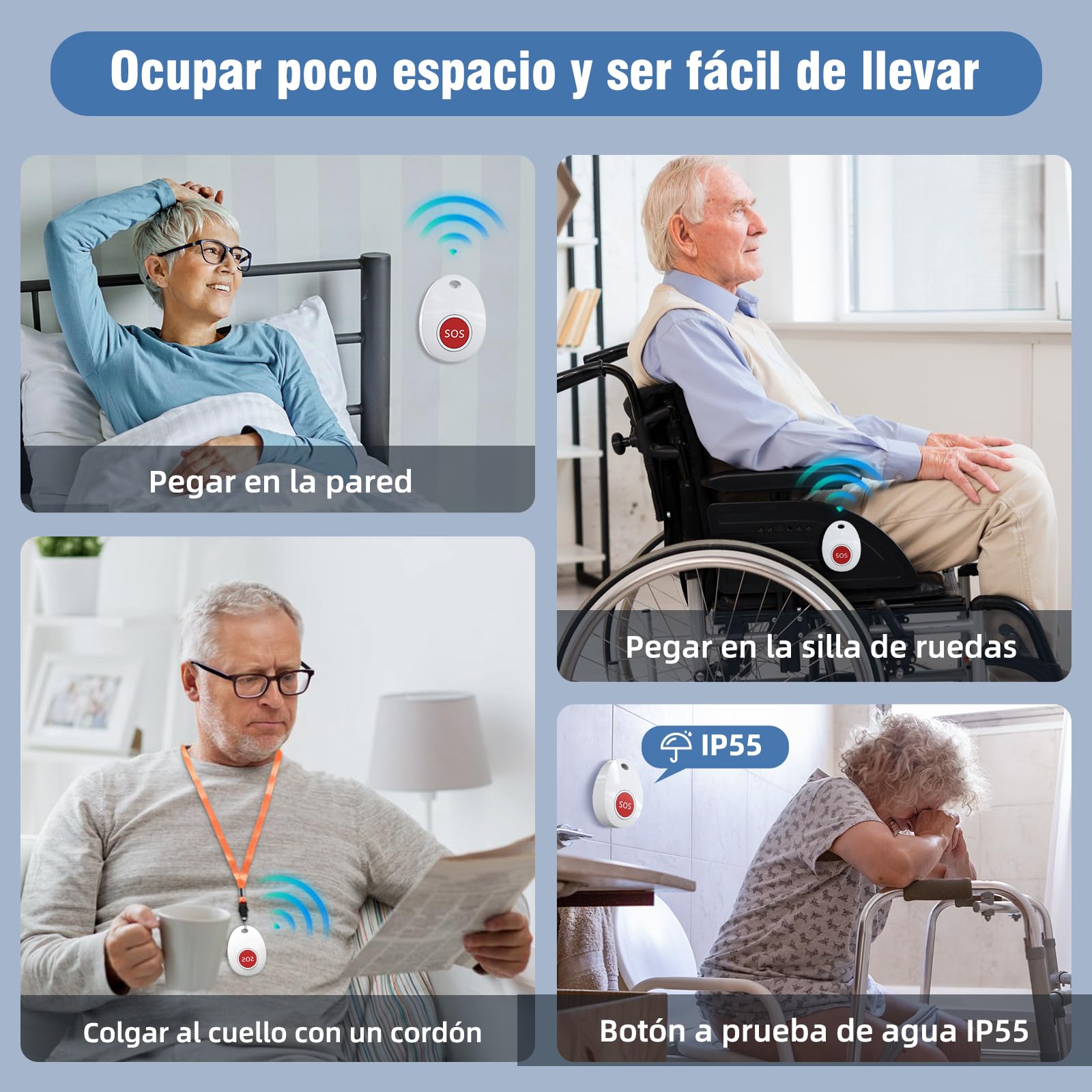 Botón de Llamada Emergencia Inalámbrica/Sistema de Alarma Hogar/Buscapersonas del Cuidador para el Paciente Personal de Edad/Receptor Cargable