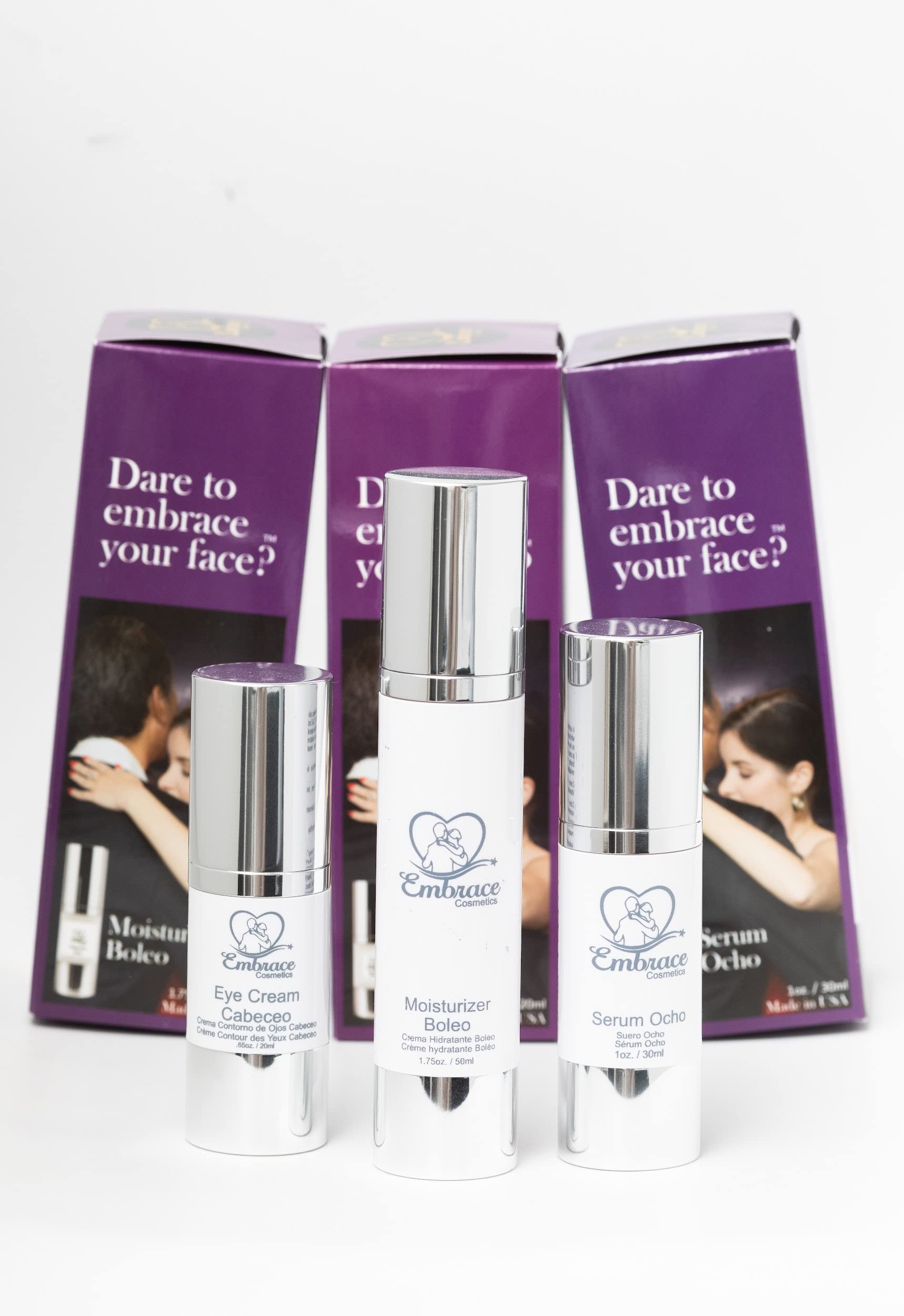 Embrace Kincare Collection I - Includes Eye Cream Cabeceo, Serum Ocho, and Moisturizer Boleo