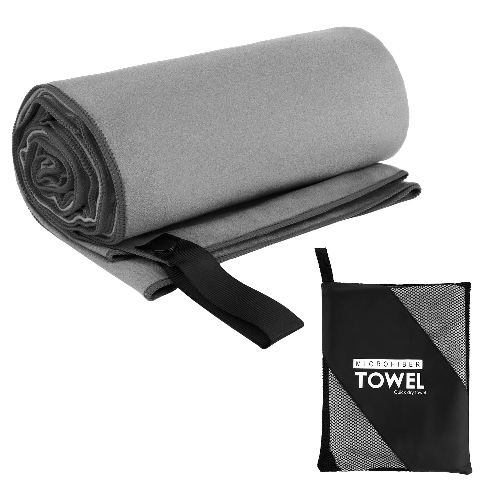 Muka Hot Yoga Mat Towel skidproof Yoga Mat Cover Microfiber Absorbent for Pilates, Grey Beach Towels 72x32 Inch