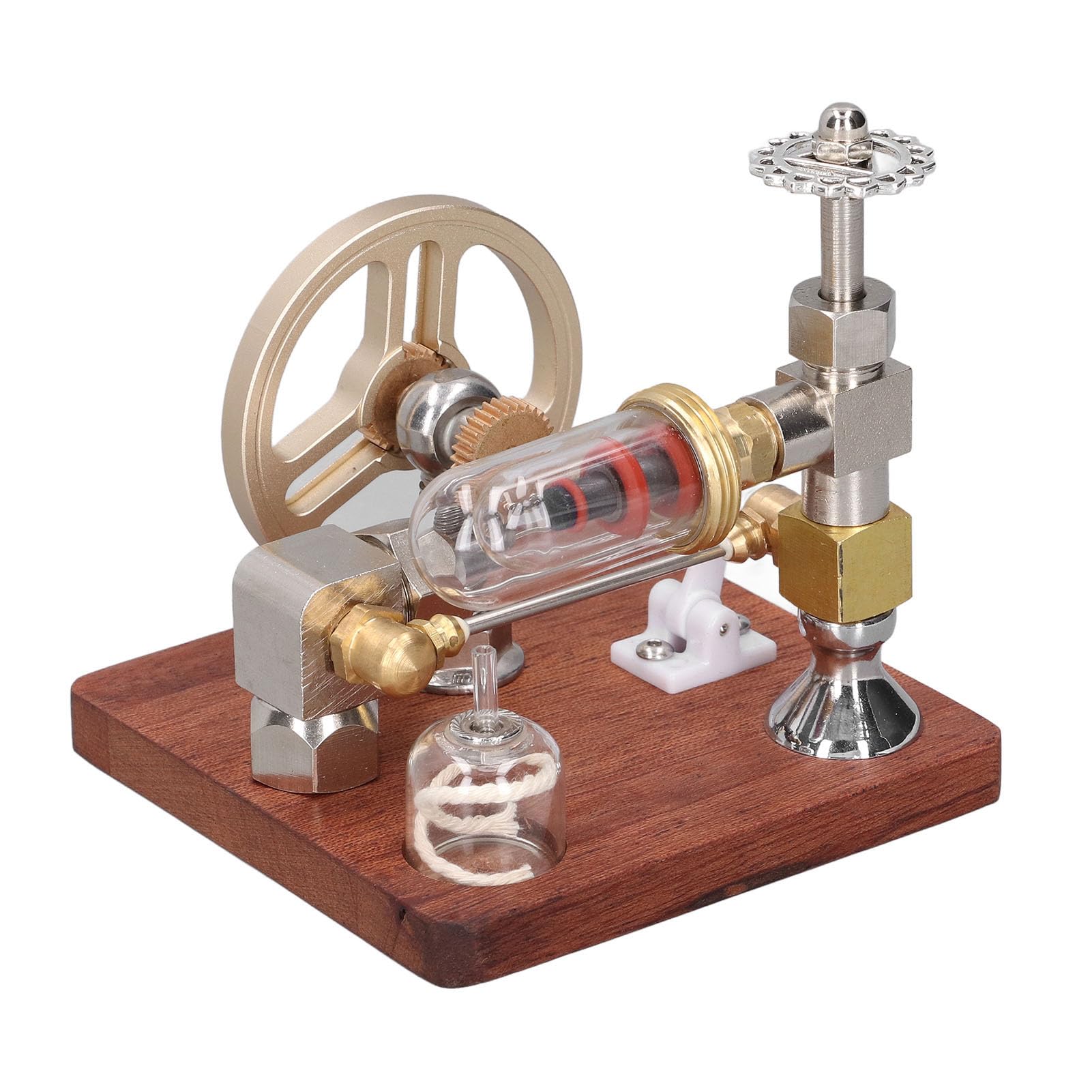 Fafeicy Stirling Engine Model Kit, Vetro Lega di Alluminio Legno Motore
