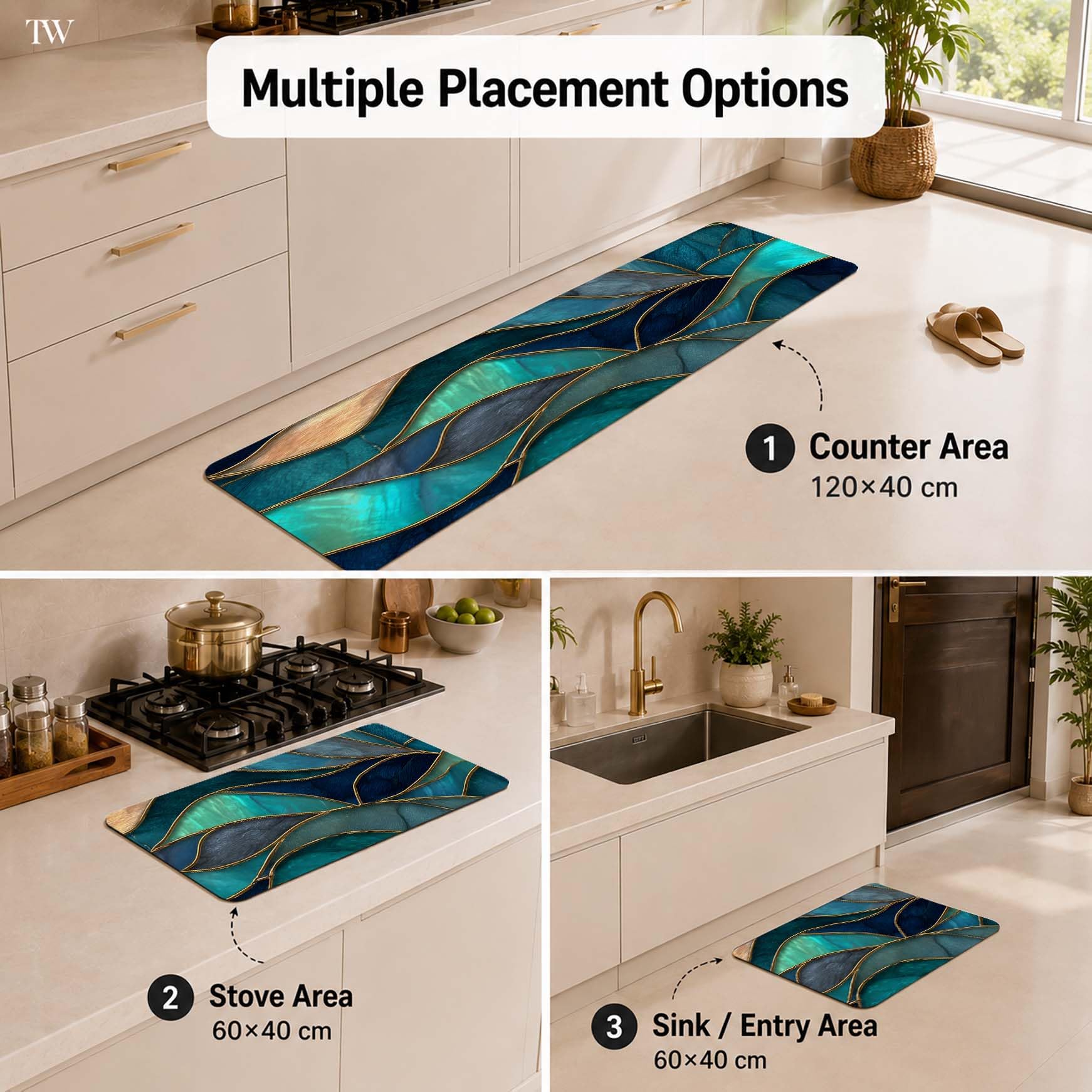 TURTLEWINGS Kitchen Floor Mats - Absorbent & Non-Slip -4 TURTLEWINGS Kitchen Floor Mats - Absorbent & Non-Slip -4