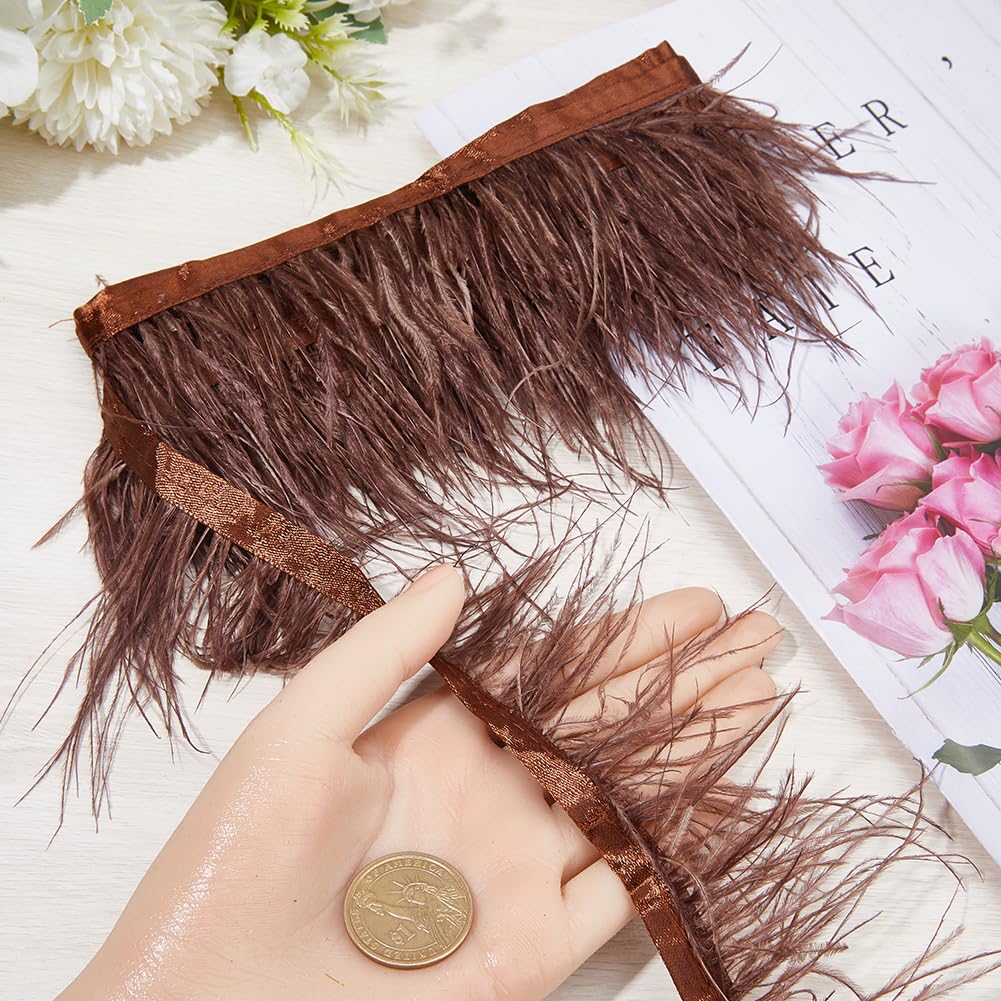 2m Fransenbesatz Aus Enten- & Gänsefedern - Weiße Federquasten 145-195mm