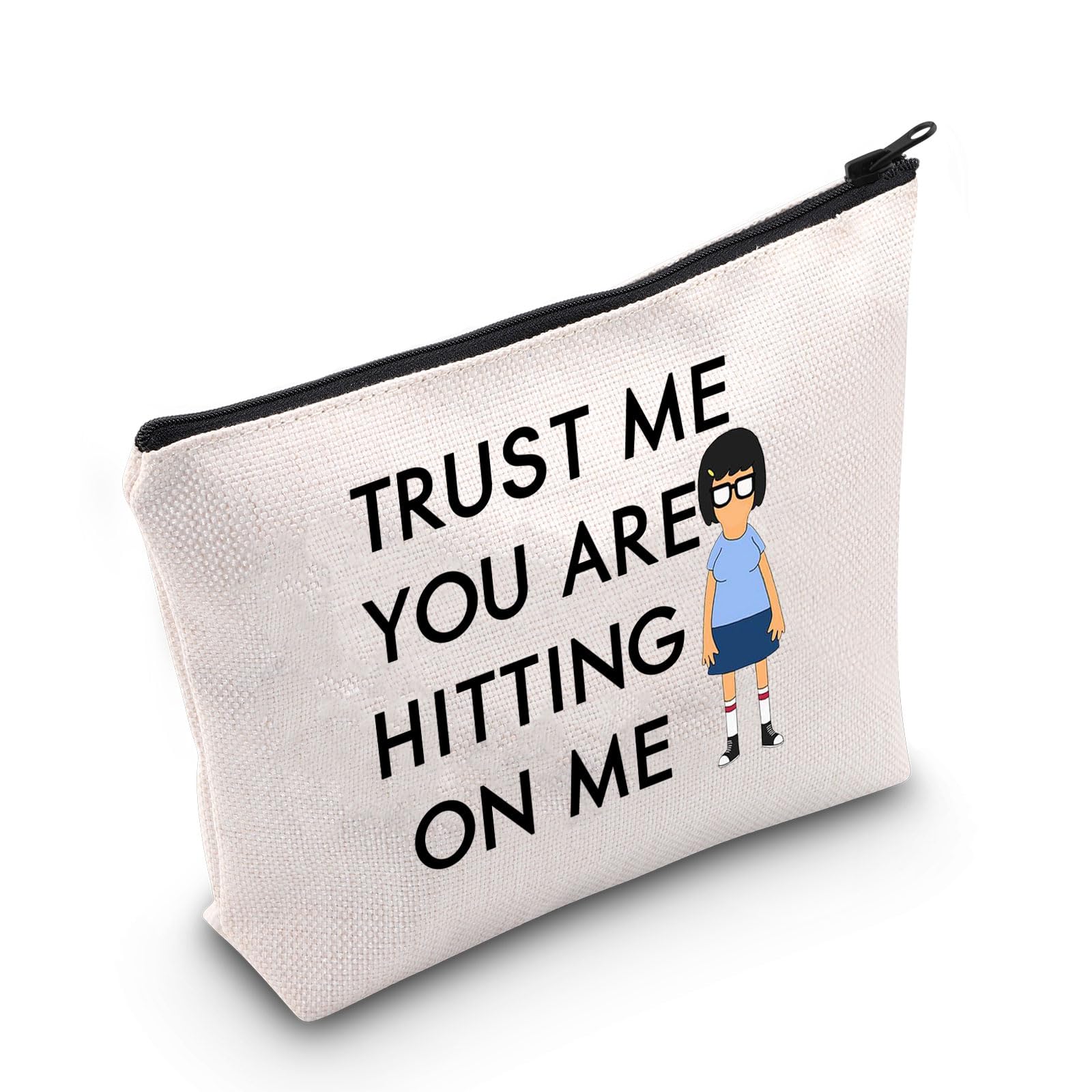 PLITI Tina Belcher Gifts Makeup Bag Burgers Cartoon TV Show Merchandise Travel Pouch for Tina Lover Bobs Fans Gift (Trust on me bagU)
