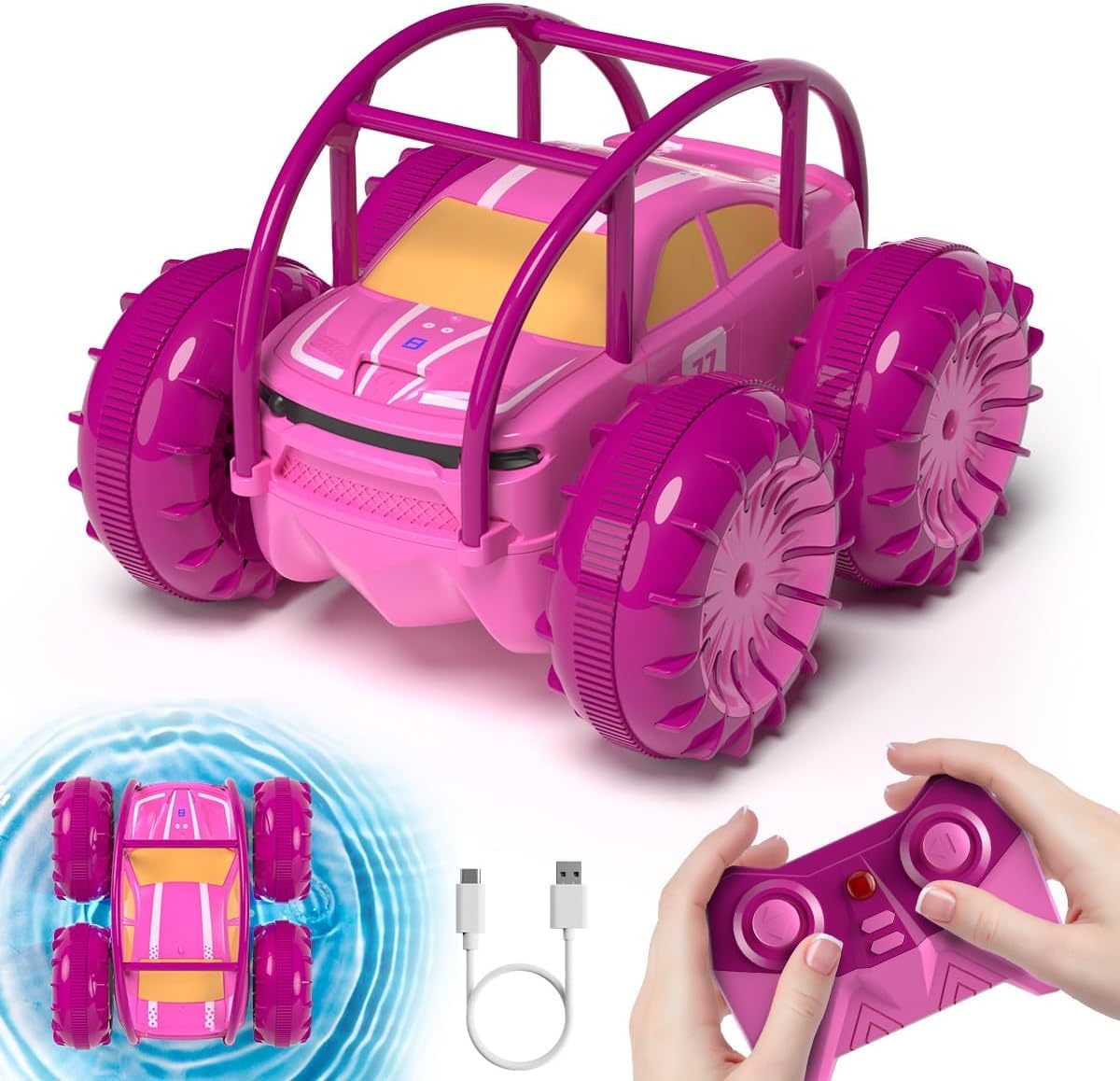 MaxTronic Direct Charging Remote Control Cars, 360° Flip Waterproof Stunt Car with ON/OFF Cool LED, Monster Truck 2.4GHz 4WD Indoor Outdoor Kids RC Toy Gift ideas for Boys Girls — image 1