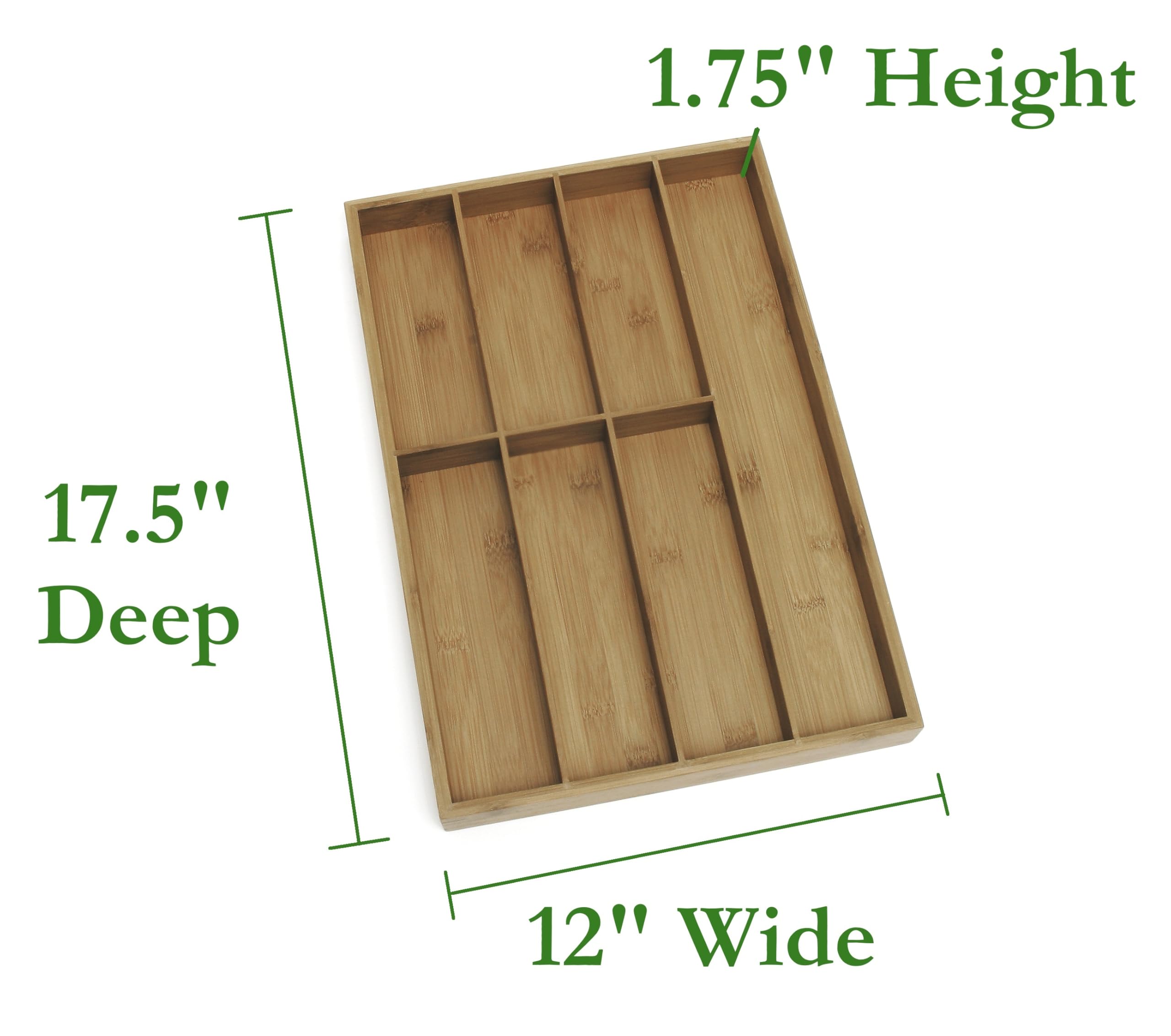 8877 Organizador de cubiertos de madera de bambú con 7 compartimentos, 12 x 17-1/2 x 1-3/4 pulgadas 2