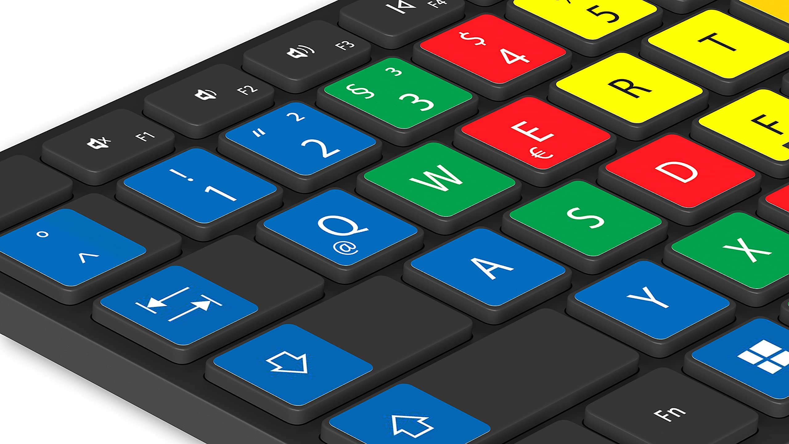Lacerto | 15 x 15 mm adesivi per tastiera tedesca con codifica a colori (sistema a 10 dita) – Set con tastierino numerico e tasti aggiuntivi – per computer desktop e laptop