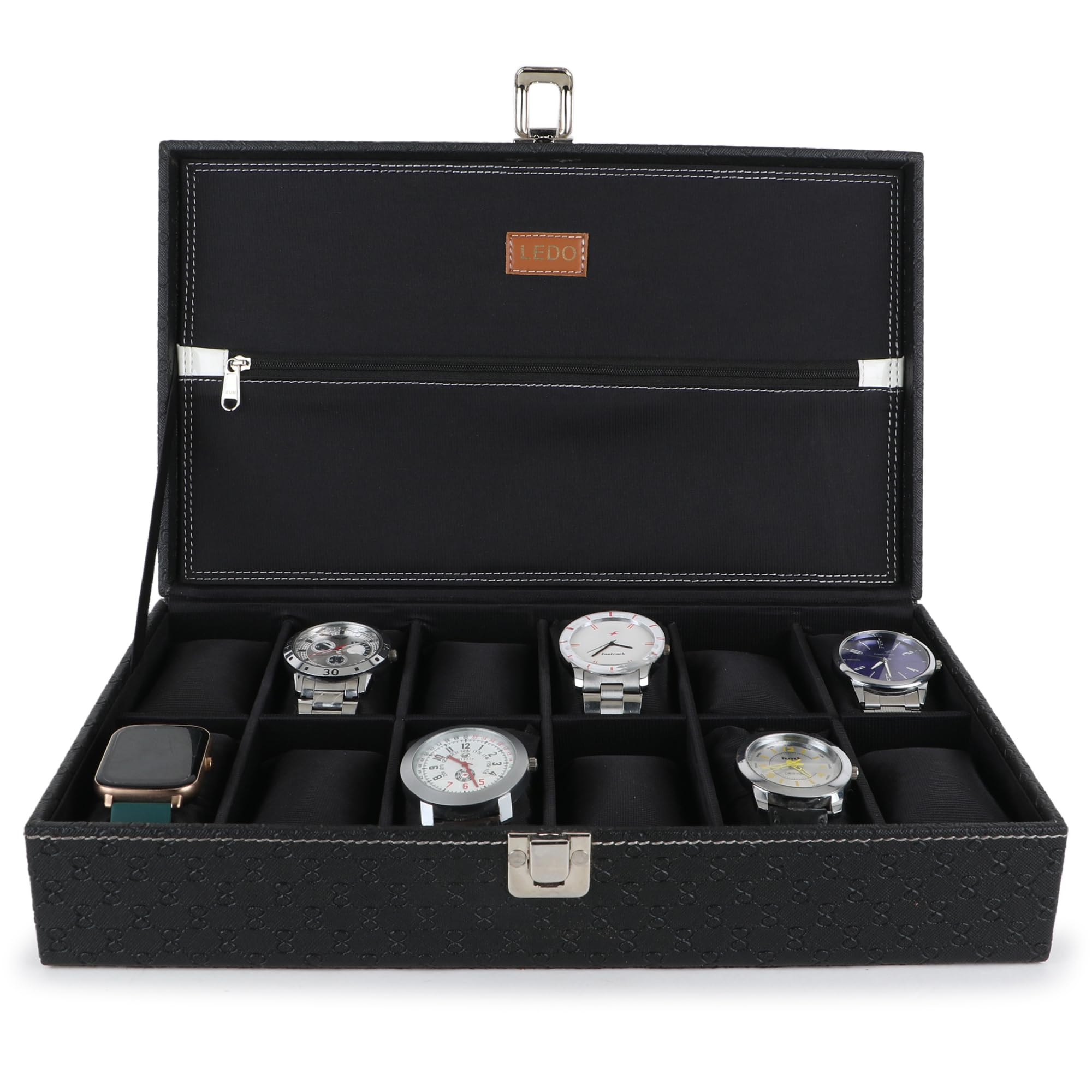 LEDO Unisex Watch Box Holder Organizer In 12 Slots of watches In PU Leather with Black color (B0CT3SRG4N) Amazon Price History, Amazon Price Tracker