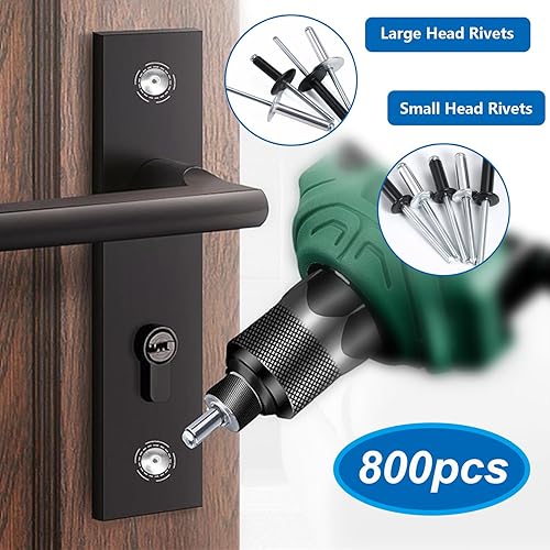 Miniatura 5 de smseace 800 remaches pop de 15 valores con brida grande, kit surtido de remaches pop de 7 tamaños (18 pulgadas 316 pulgadas 14 pulgadas) 8 tamaños