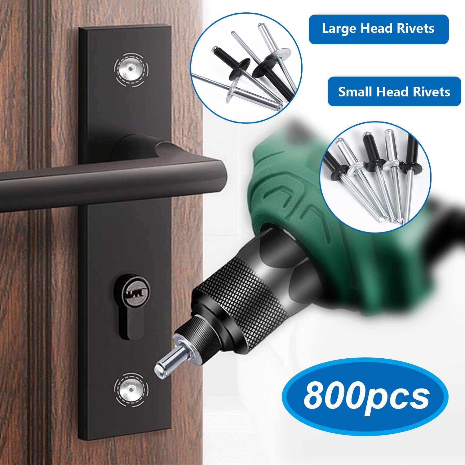 Large Flange Blind Rivets Kit - 800 Pcs -6 Large Flange Blind Rivets Kit - 800 Pcs -6