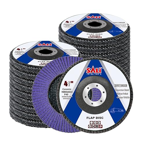 Miniatura 12 de Sali Paquete de 10 Discos de Aleta de Cerámica Grano 120 de 4.5" x 7/8 Pulgadas Disco de Lijado Tipo Bisel #29 Grado Premium e Industrial Amoladora