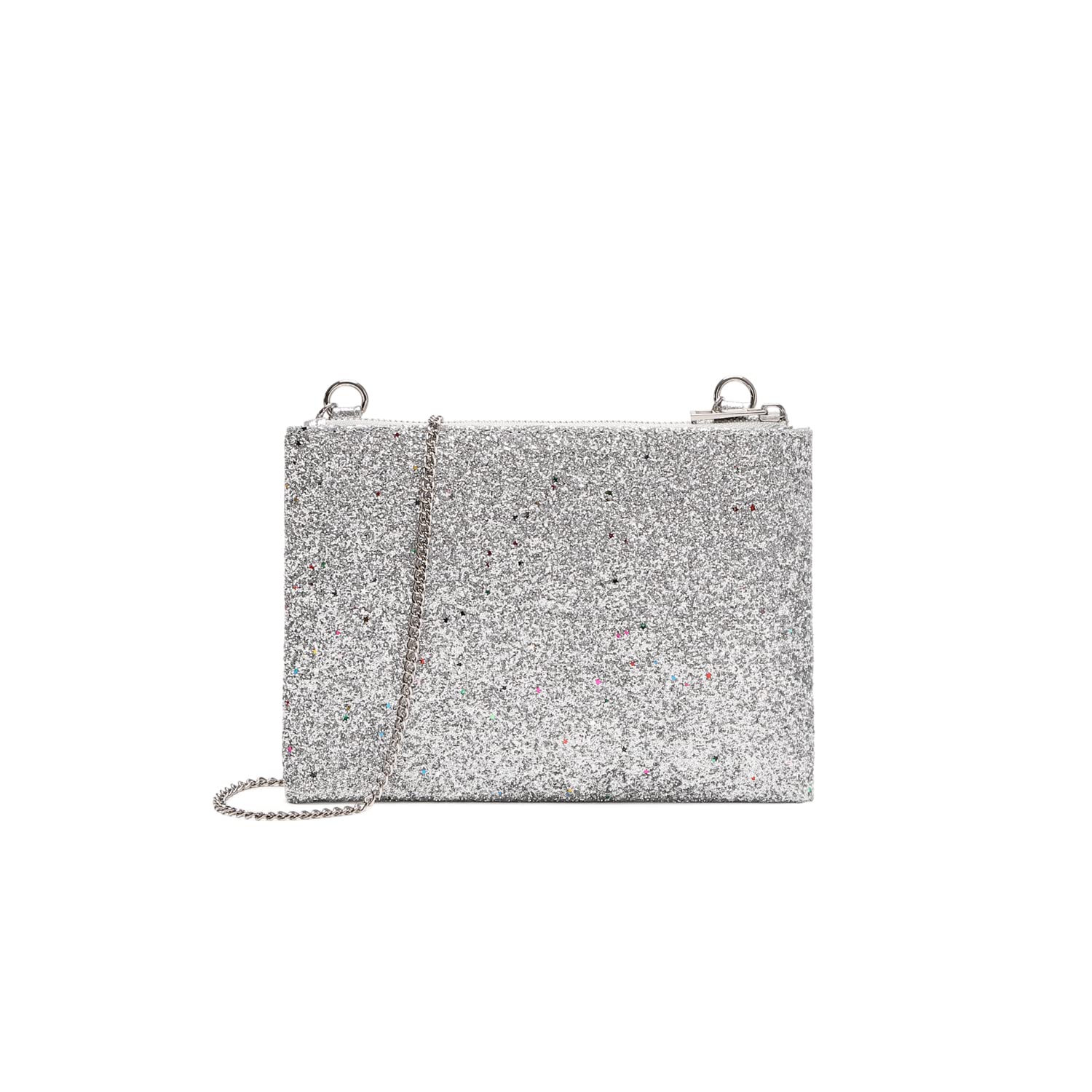 Bling Silver Chain Crossbody Bag Sparkling Silver Evening Clutch Purse Glitter Chain Shoulder Handbag