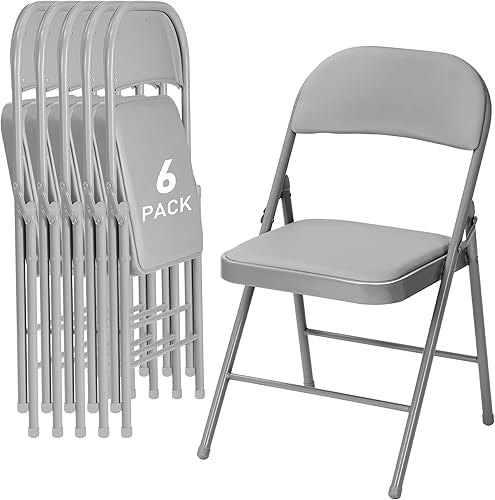 Miniatura 27 de Sillas plegables negras con cojín, paquete de 6, sillas plegables con respaldo acolchado y marco de acero, portátiles, apilables comerciales para