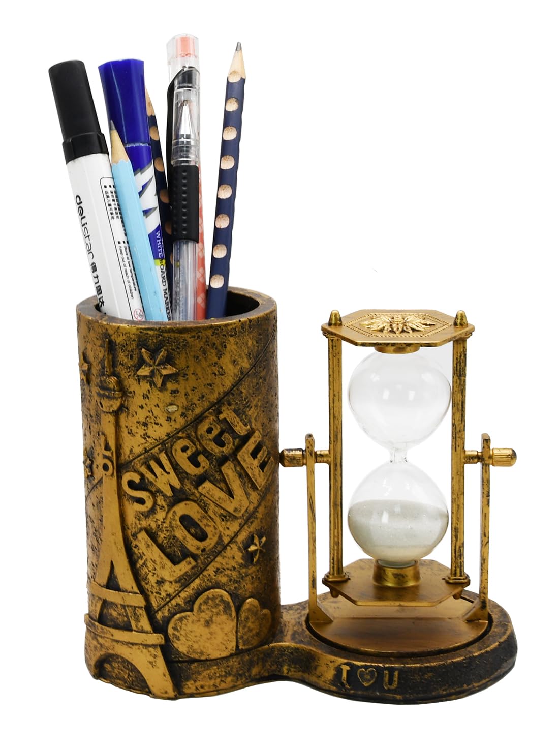 Rangement classique de ciseaux d'amour et porte-stylo original pour cadeau d'étude