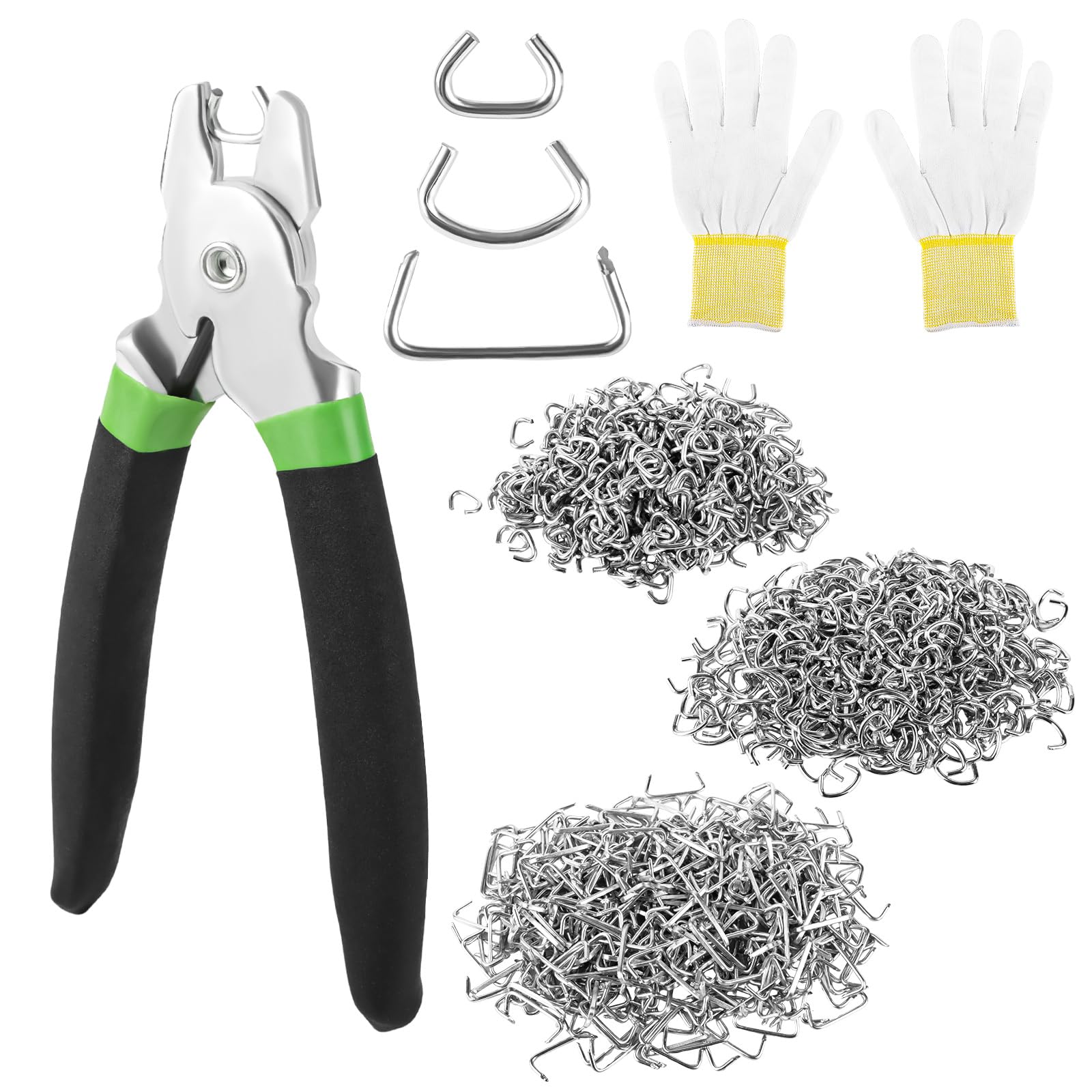 MXTIMWAN Alicates para Anillos de Cerdo, Alicates de Fijación de Alambre con 1200 Clips, Alicatesde Anillo de Cerdo Grapadora para Cercas de Animales, Vallas