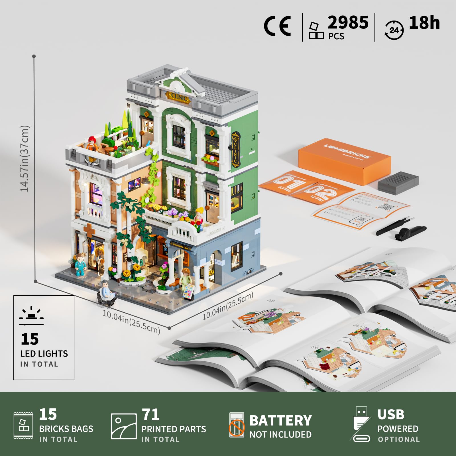 LUMIBRICKS Set di Illuminazione a LED per Costruzione di Mattoncini - Modello Architettura di Vista Stradale Urbana Creativa, Giocattolo da Costruzione con Luce per Adulti
