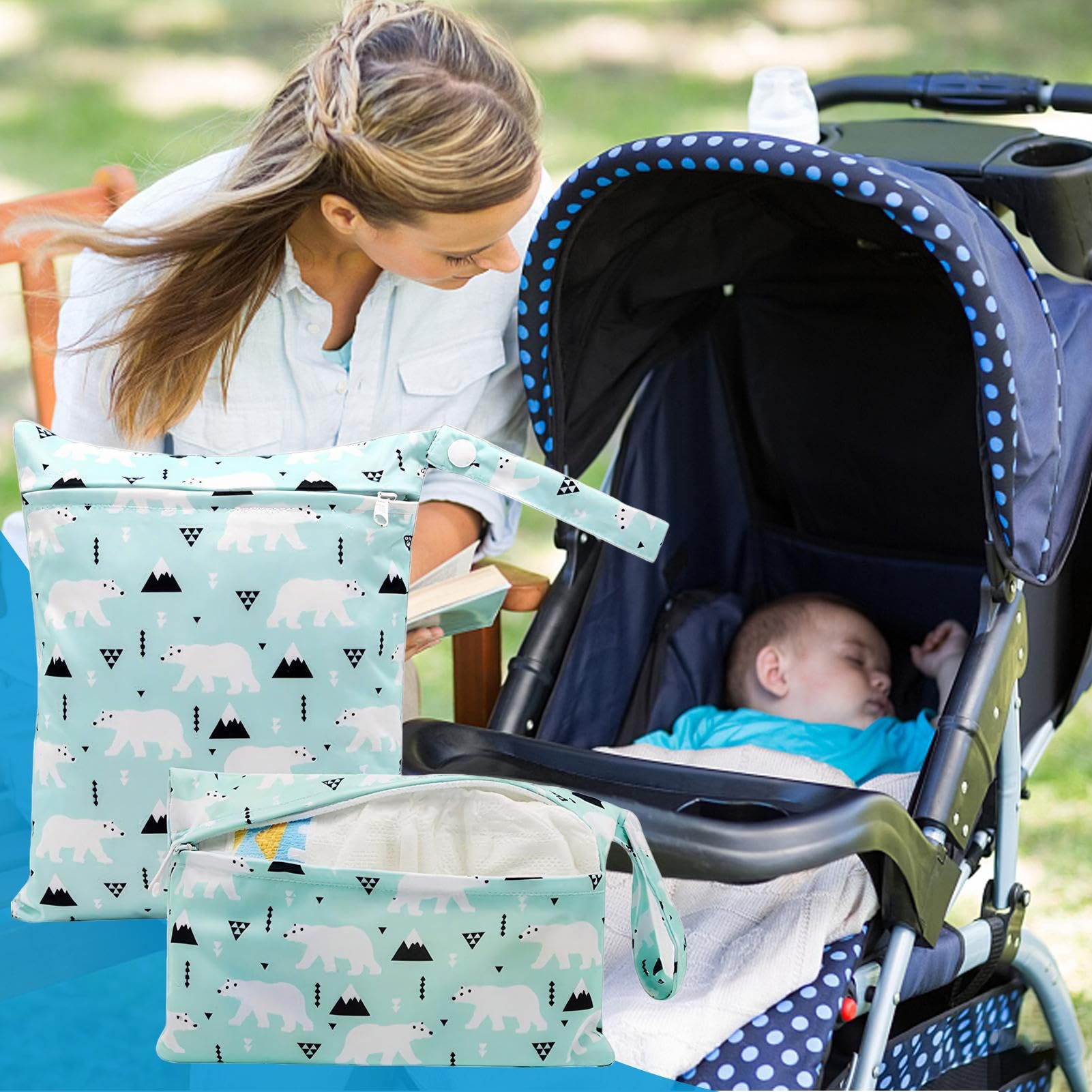 Sac à Langer Réutilisable à Fermeture Éclair en Tissu Humide et Sec pour Maillots de Bain, Lingettes, Vêtements