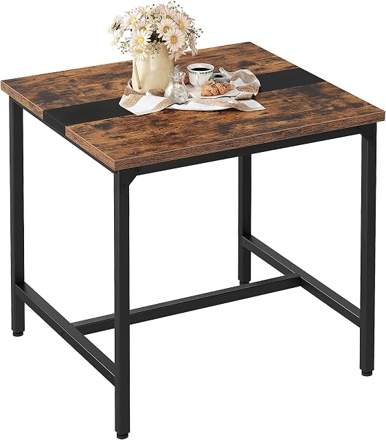 CHOEZON Kitchen Dining Table, 75 cm Dining Table, Small Dining Tables, Writing Desk, Coffee Tables, for Restaurant, Living Room, Apartment, Rustic Brown and Black TCZ02BF