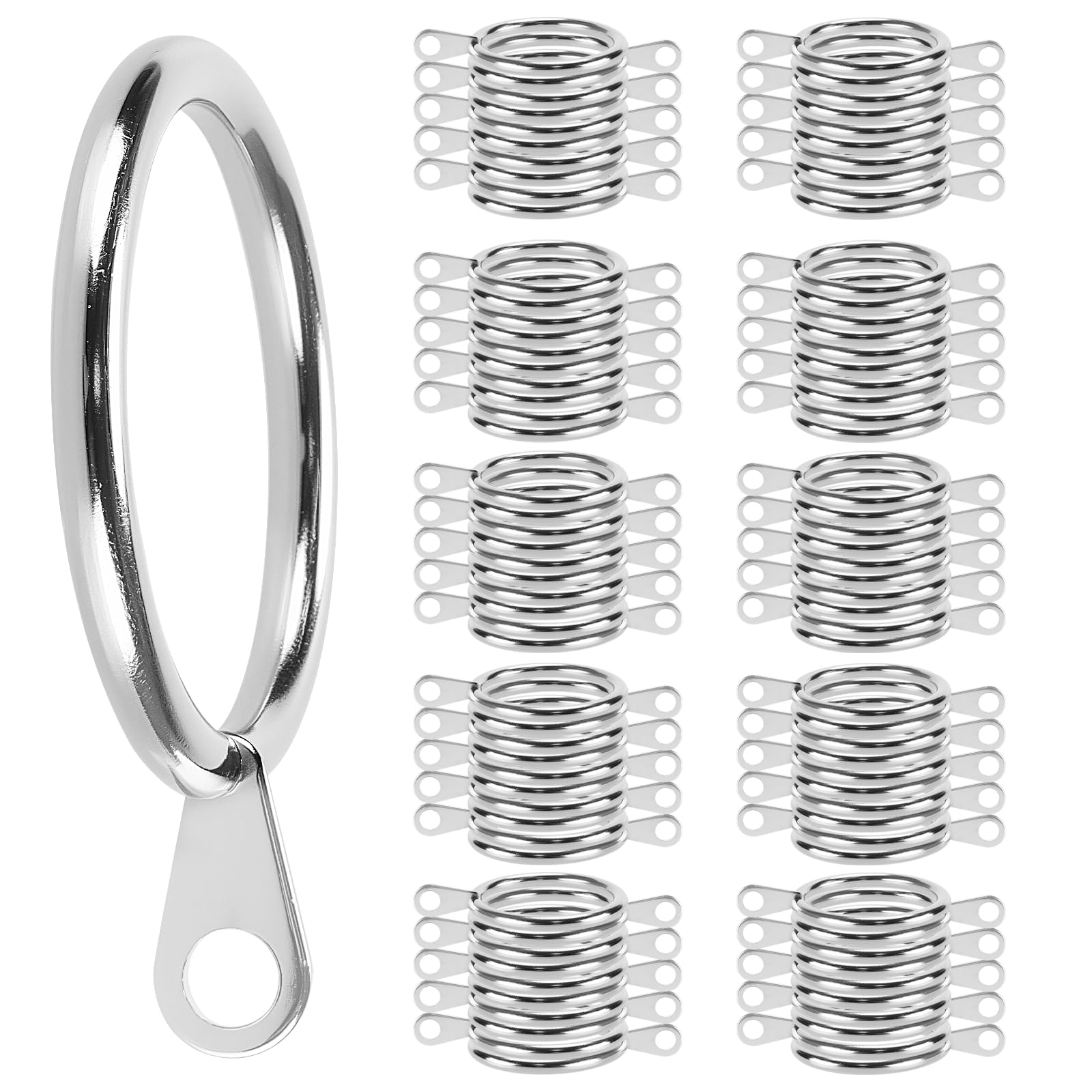 JIAYUET 100 Pack 38mm Metal Curtain Rings for Shower Rods and Decorative Drapery,Silver