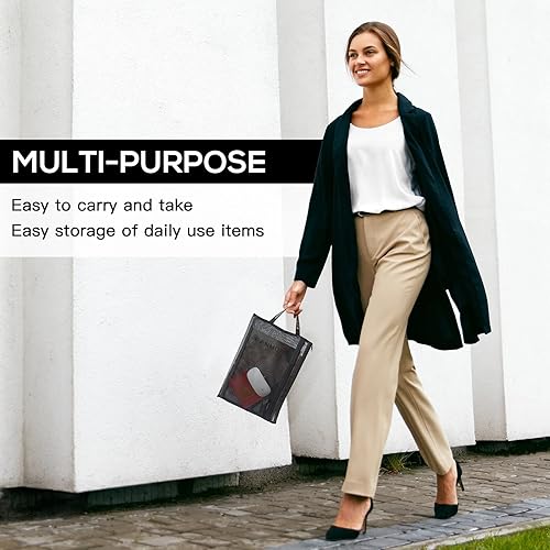 Miniatura 6 de Bolsa de malla con cremallera carpetas de archivos de nailon ligero organizador de documentos A4 bolsa de malla con cremallera visible adecuada para