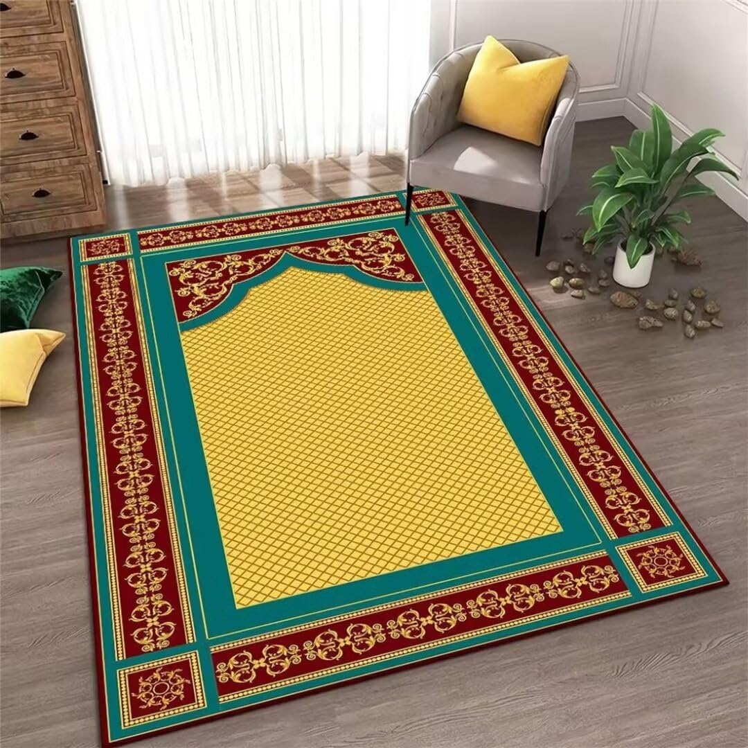 Tapis de salon unicolore jaune 60x120cm antidérapant et lavable