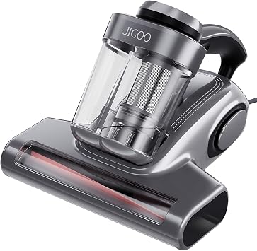 JIGOO Bed Vacuum Cleaner with Dust Sensor, Mattress Vacuum Cleaner with UV & Ultrasonic and High Heating, 13Kpa Suction 500W Powerful Double-Cup Handheld Vacuums J300, Gray