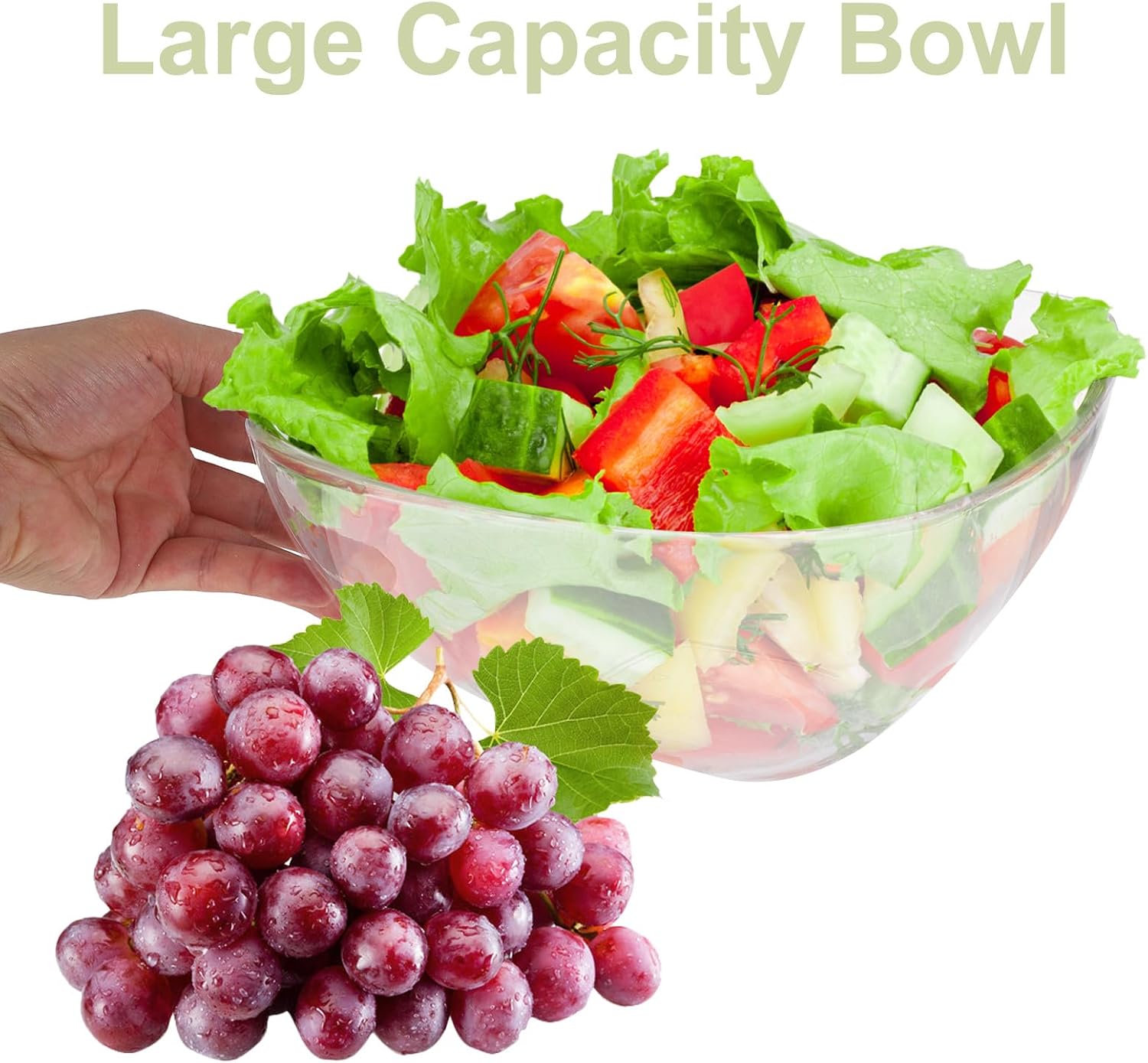 Acrylic Salad Bowl for Fruit, Square Dessert Serving Dish