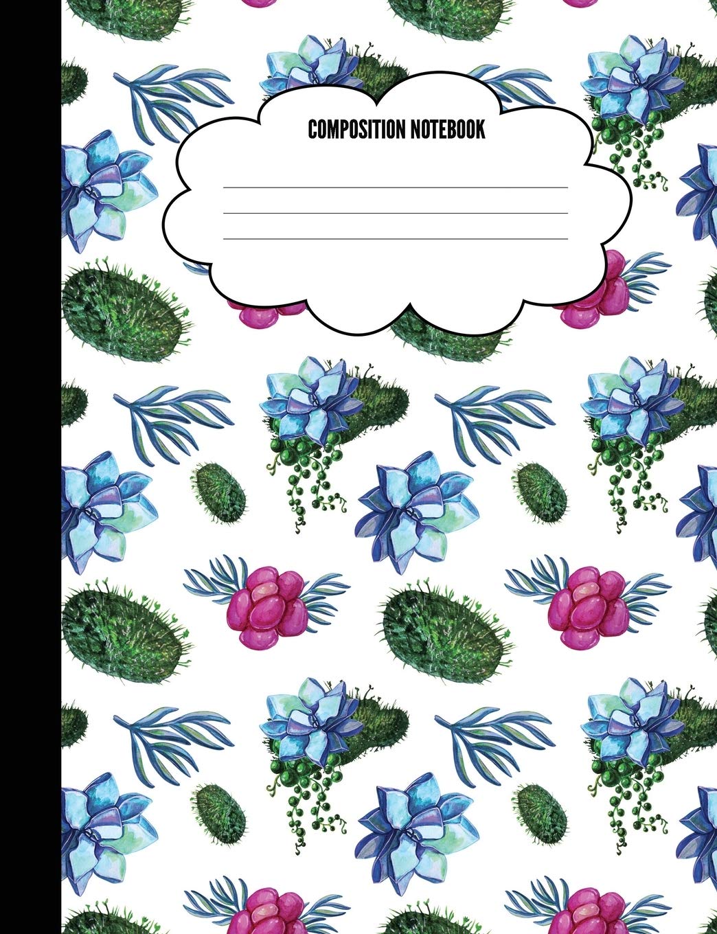 Composition Notebook: 7.44" x 9.69" 150 page College Ruled Succulents