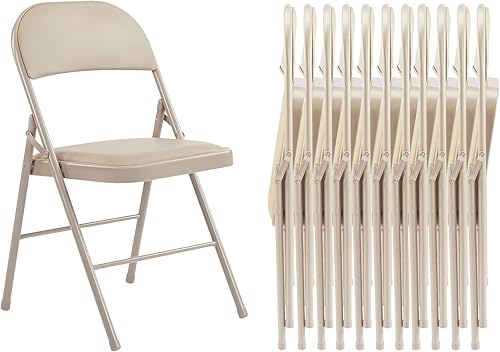 Paquete de 12 sillas plegables, sillas comerciales apilables portátiles, silla de cuero acolchada para interiores y exteriores con marco de metal