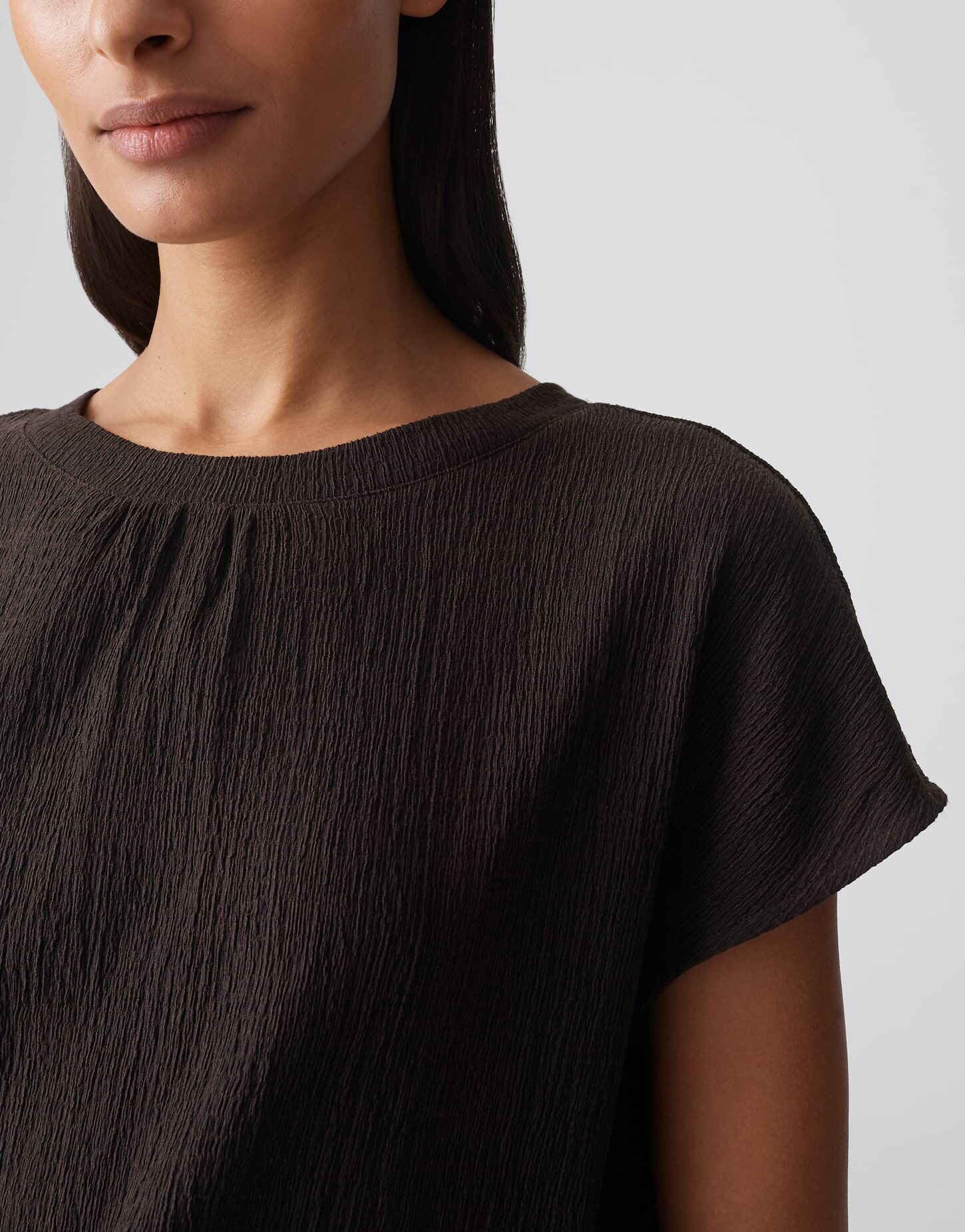 OPUS Damen Kurzarmshirt | Jerseyshirt mit Crinkle Effekt Regular Fit