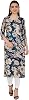 ladyline Womens Casual Rayon Printed Tunic Kurti - Round Neck Button Down Kurta Top Dress