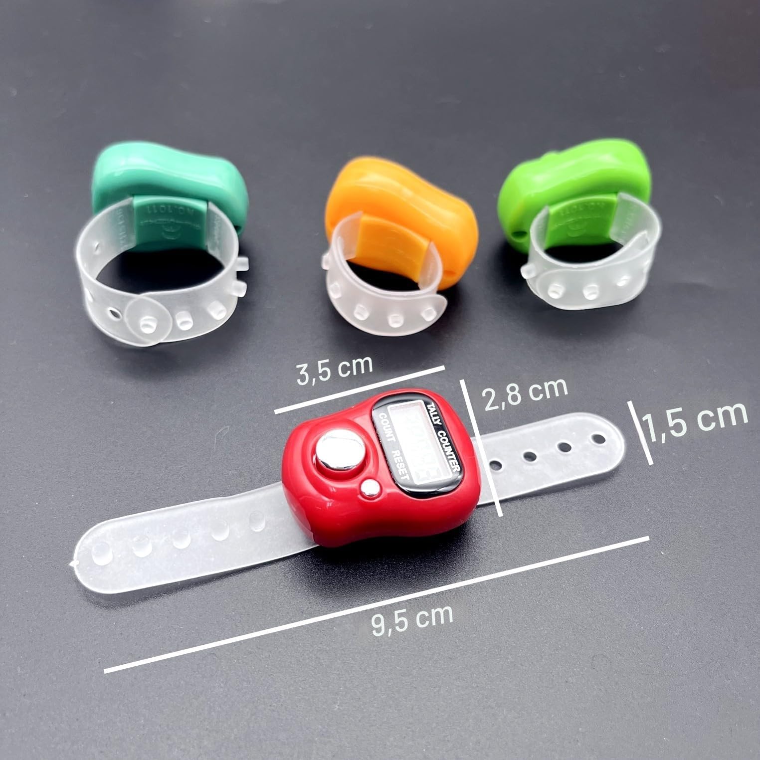 Contatore Digitale Da Dito | Clicker Elettronico In ABS Leggero 3,5x2,5 Cm | Con LED Per Uso Notturno | Per Fitness, Insegnamento, Eventi - 5