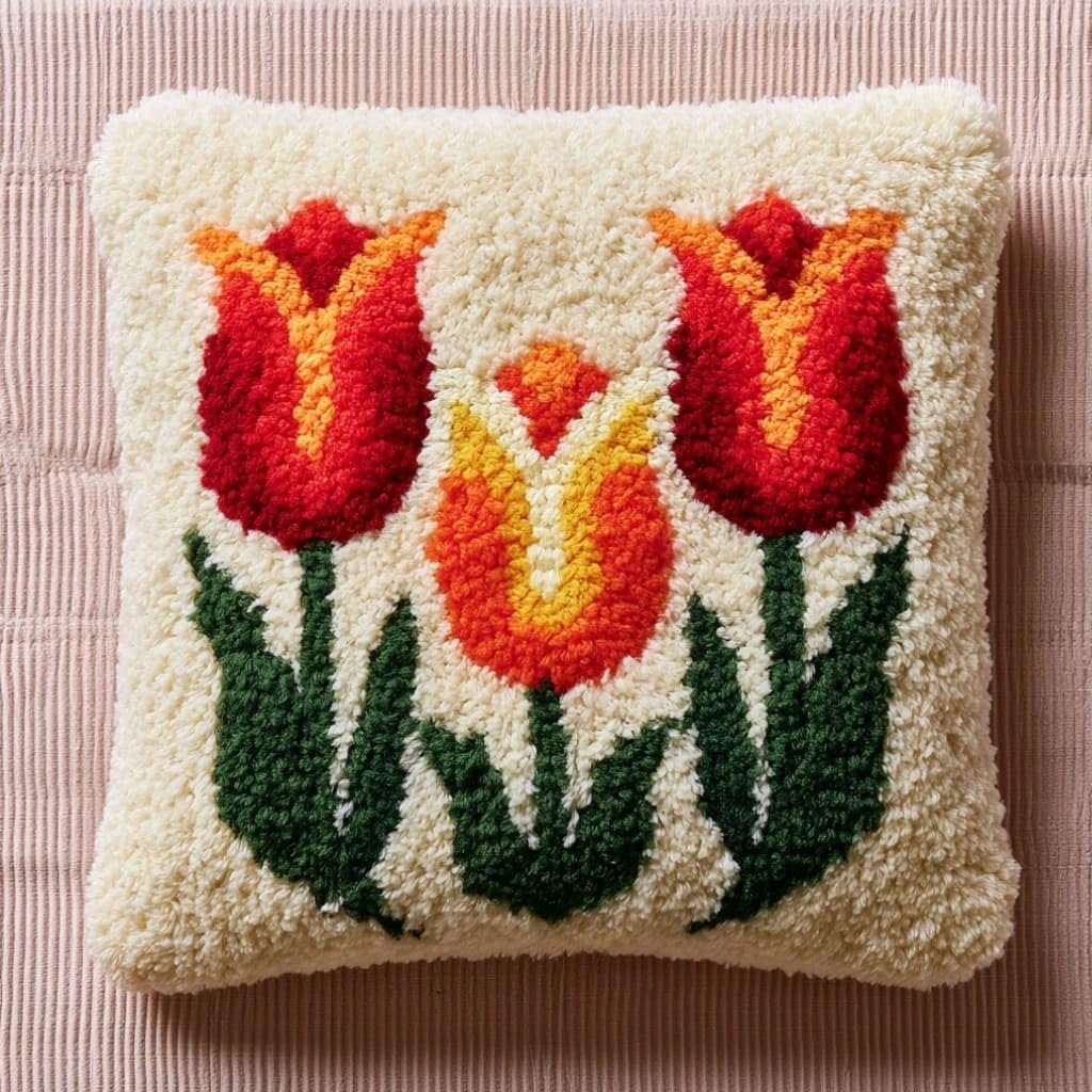 Axiangzik C Latch Hook Diy Pillow Kit,Tulip Ushion Over 43X43cm