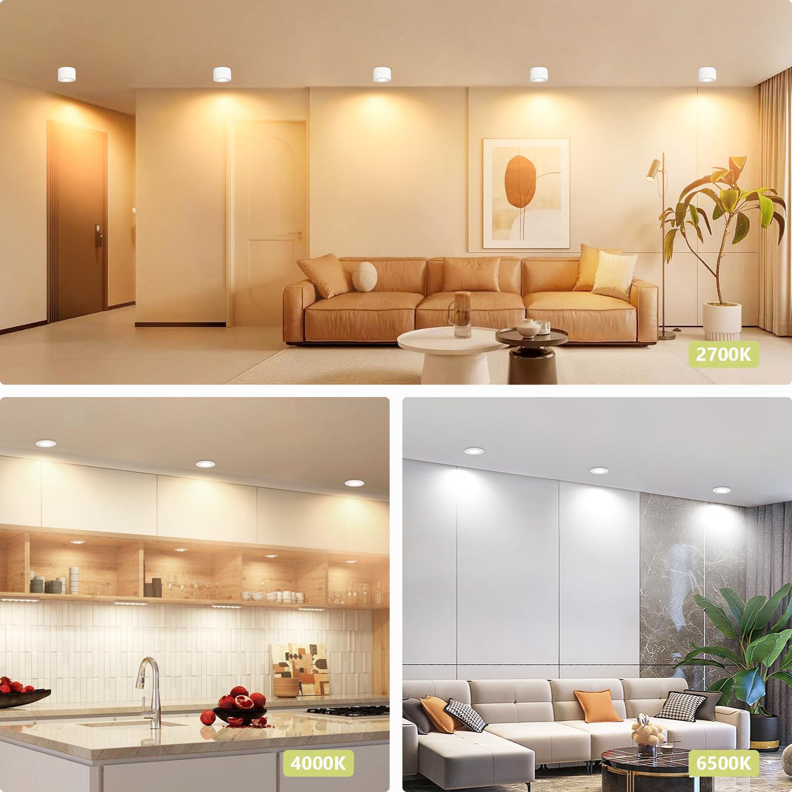 YindaLux 10x LED Modul 230V IP44, 6W 600lm, 120°, 2700K/4000K/6500K,dimmbar | Ultraflach Ø50x23mm, für Einbaustrahler und Aufbauspots, als Ersatzmodul für kompatible GU10/MR16-Lampen