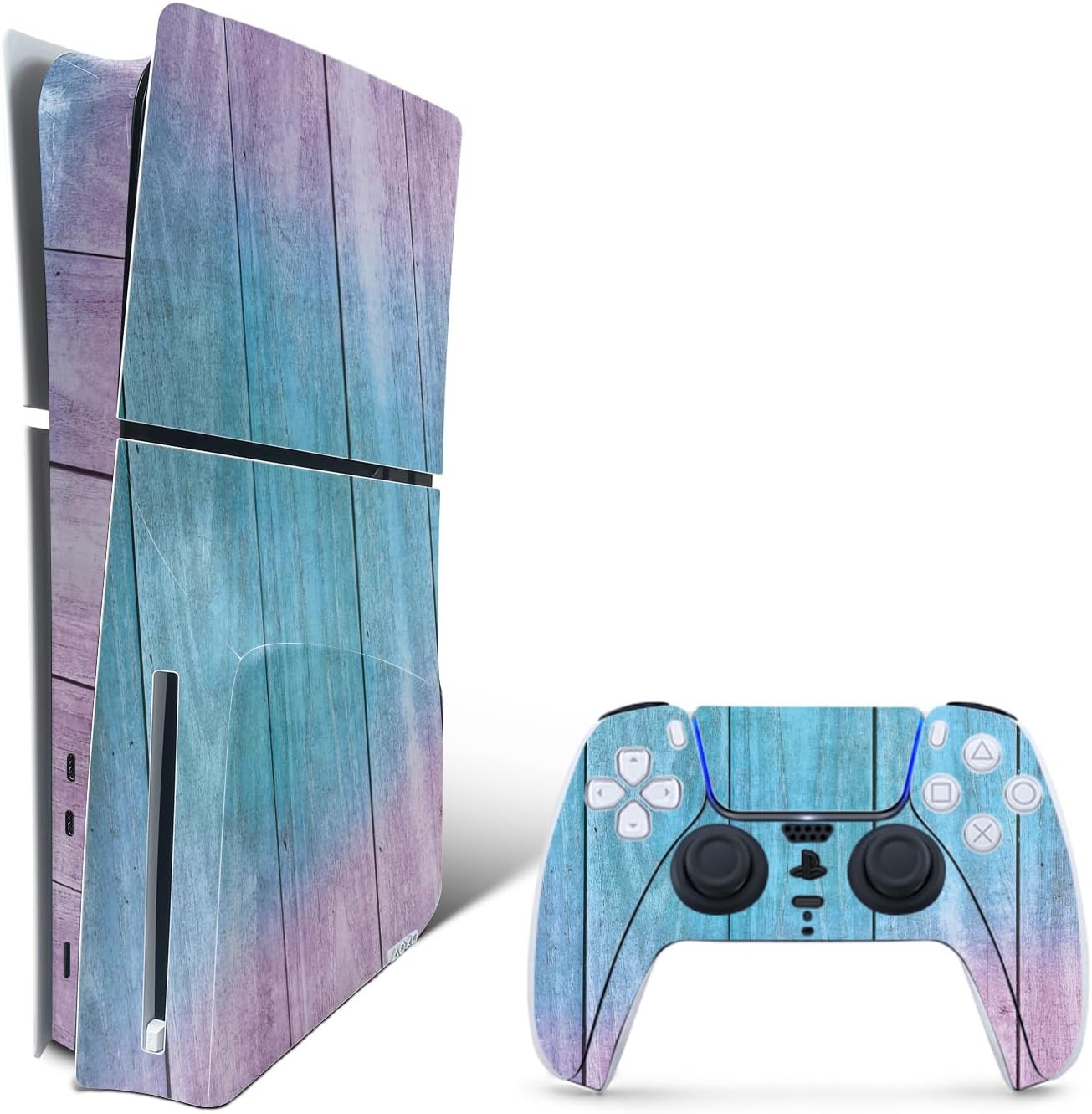 MightySkins Skin Compatible with PlayStation 5 Slim Disk Edition Bundle - Wood Pastel | Protective, Durable, and Unique Vinyl Decal wrap Cover | Easy to Apply | Made in The USA
