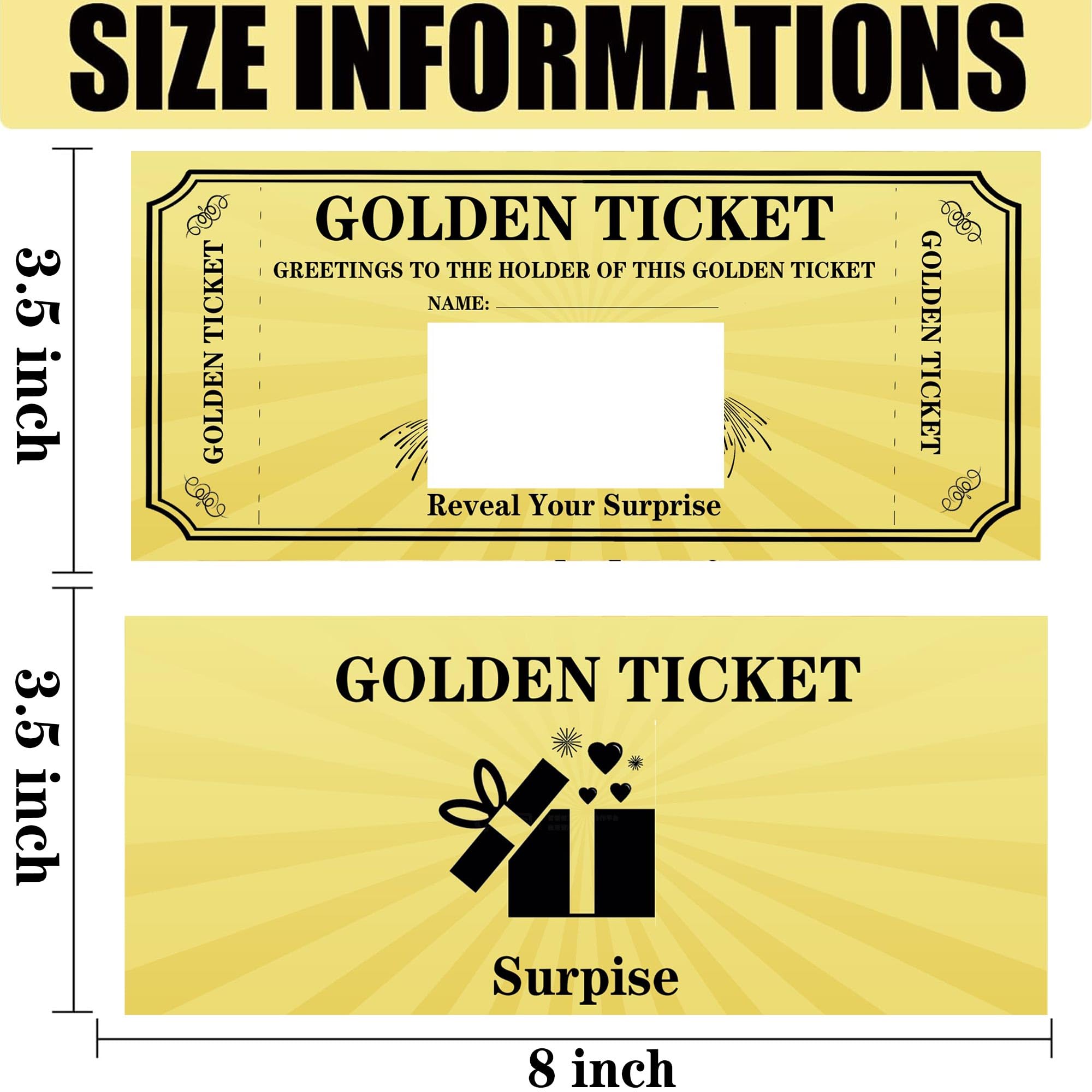 wootile Golden Ticket Scratch Off Cards with Envelope 3.5x8 Inch DIY Make Your Own Golden Ticket Scratch Off Tickets - Gold Ticket Cards Gift Card Party Favors Note Cards 10 Pack - Image 2