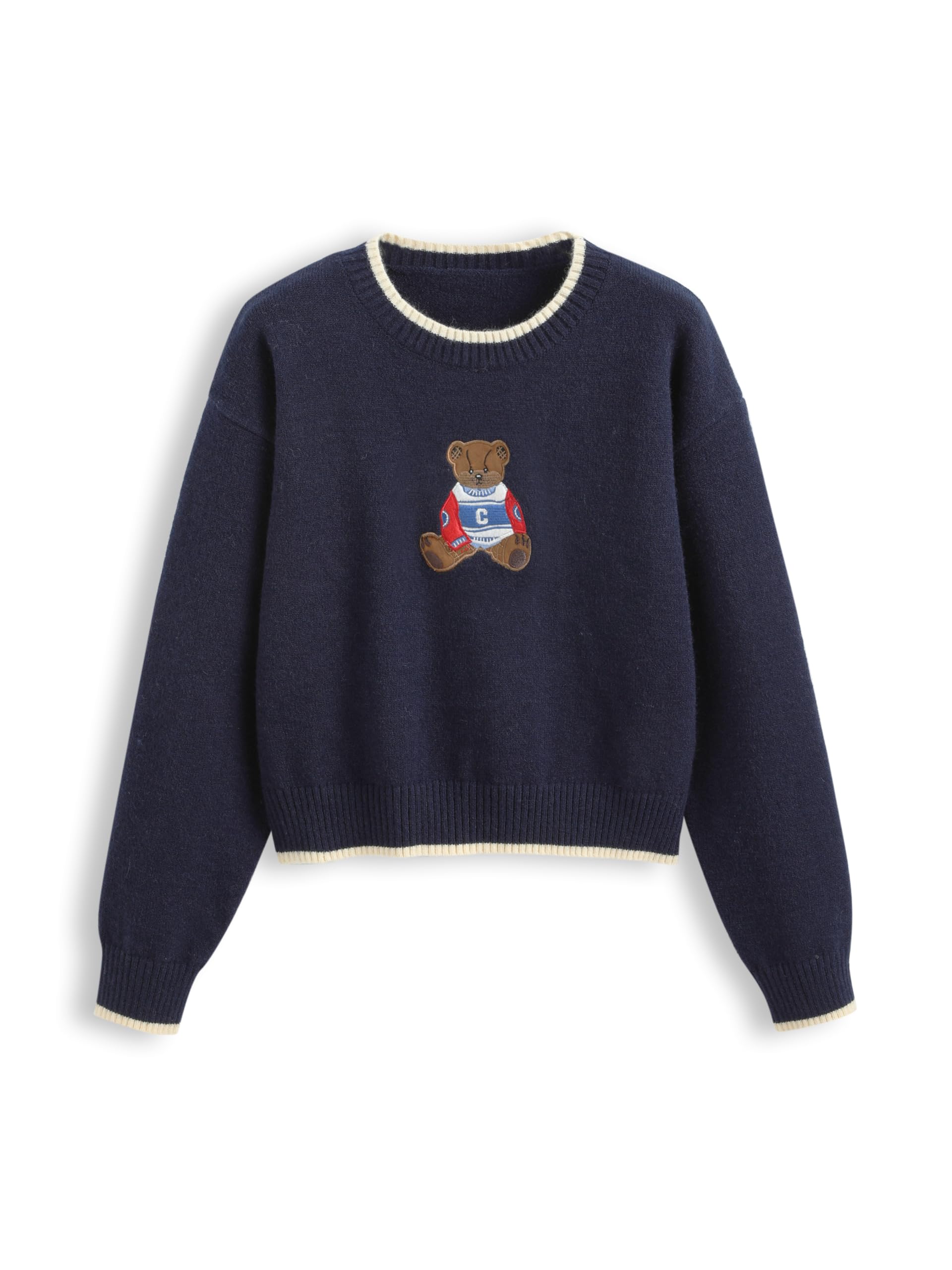 CIDER Women's Fall Sweaters Bear Graphic Cropped Pullover
