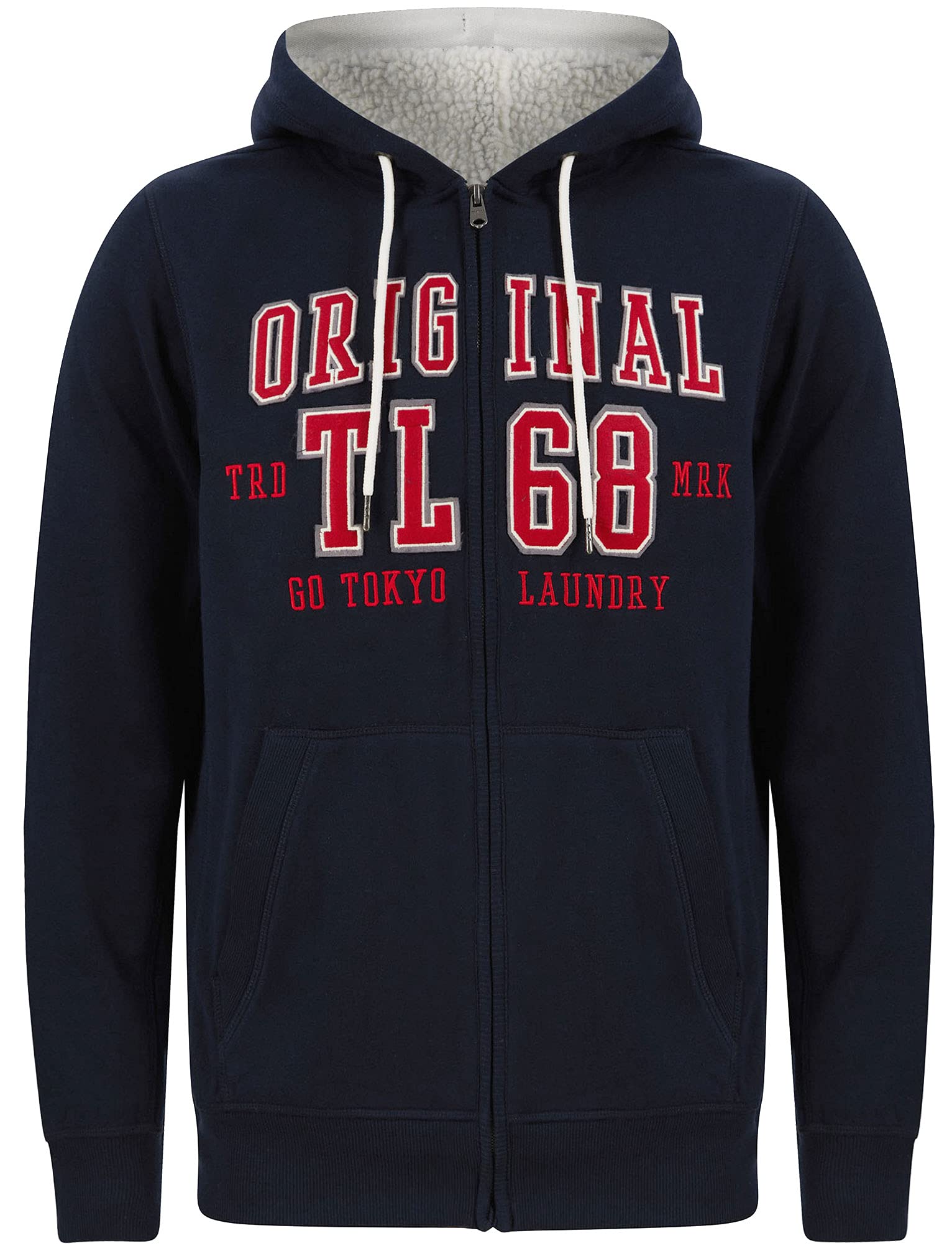 Tokyo Laundry Men's Sky Captain Navy Halding Zip Through Hooded Top With Fleece Lined Hood - S