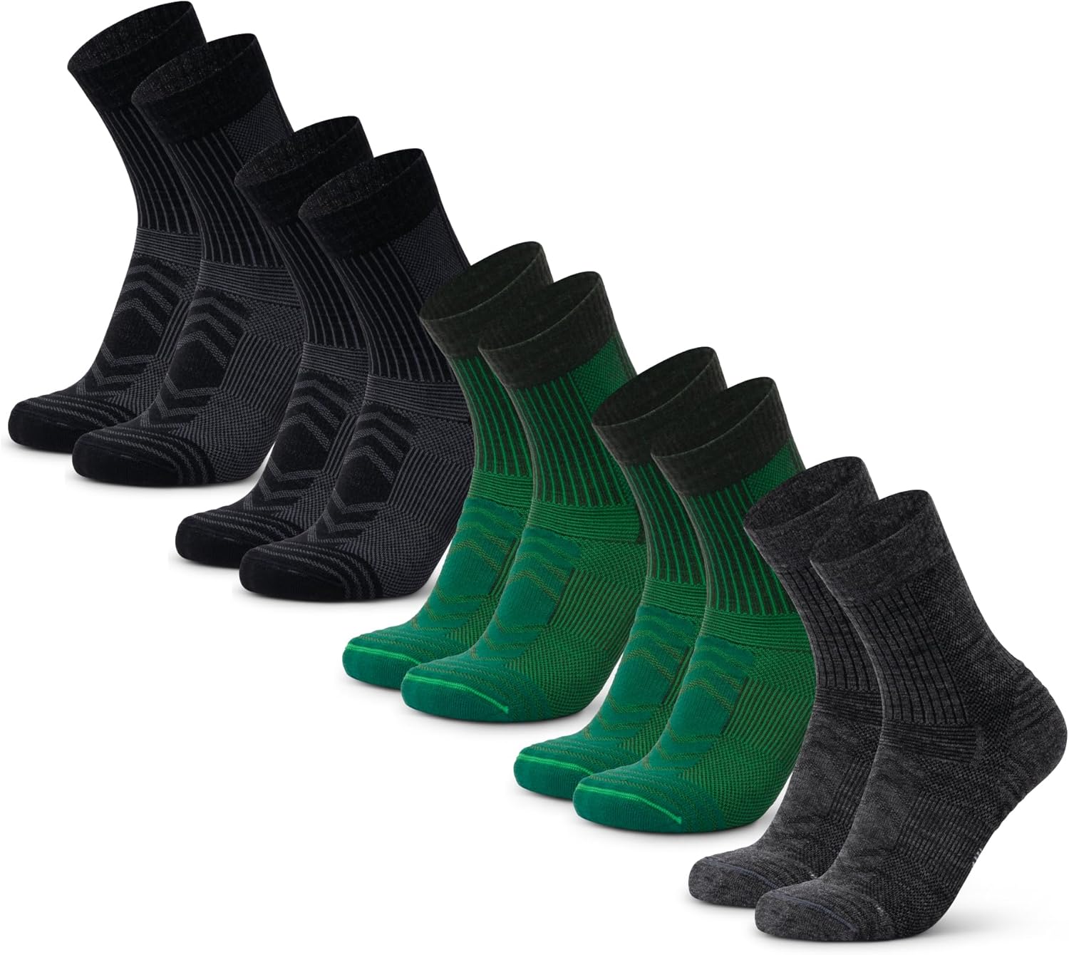 DANISH ENDURANCE Light Hiking Socks, Merino Wool (Men & Women) 3 or 5-Pack