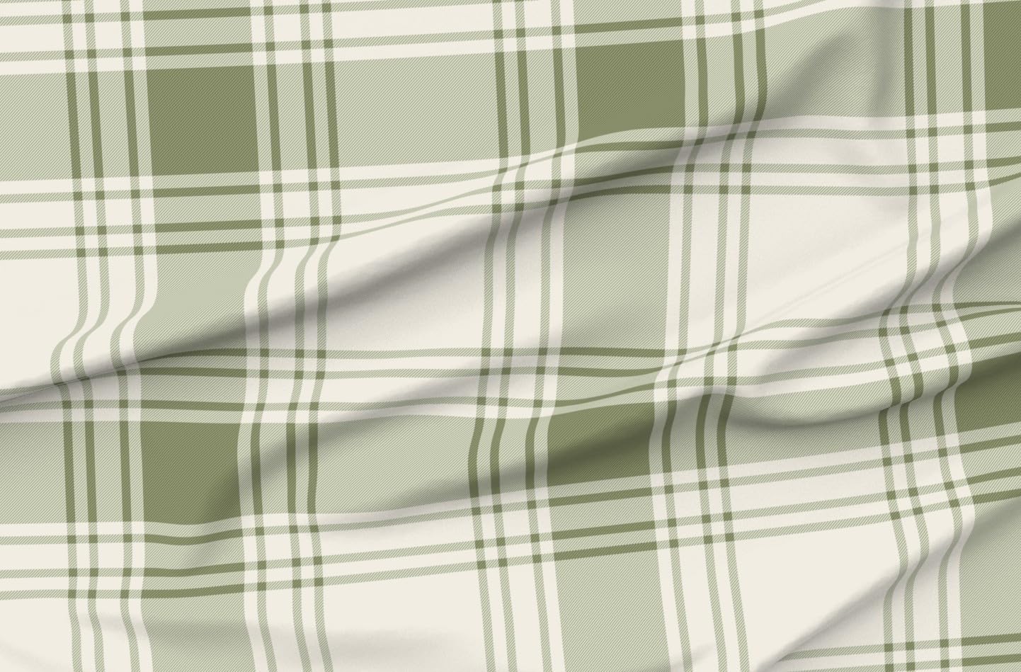 Spoonflower Fabric - Sage Green Plaid Large Scale Simple Check Heritage Classic Farmhouse Printed on Organic Cotton Sateen Fabric by The Yard - Sewing Quilting Apparel Home Decor
