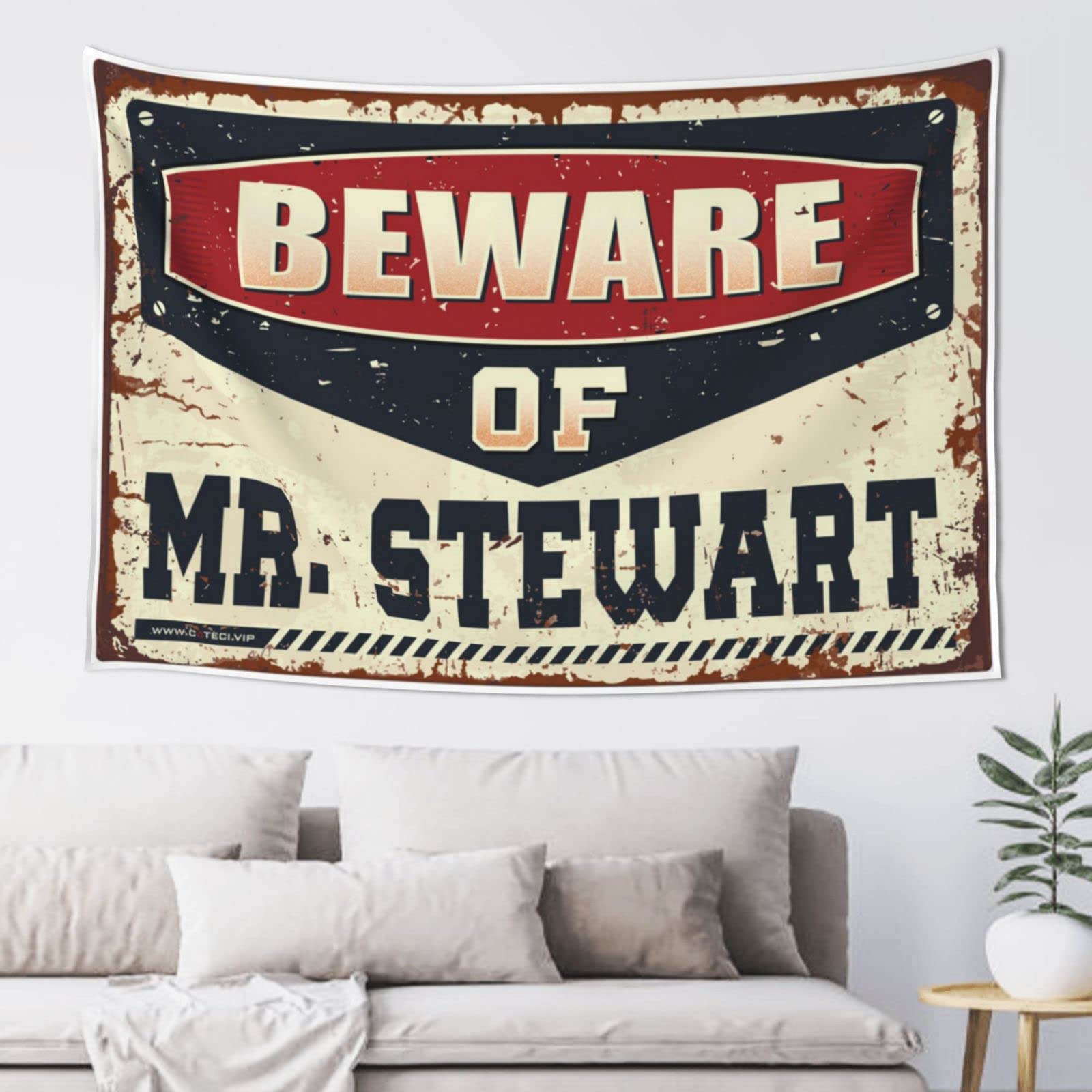 PRAVOXI Beer Decor Beware Of Mr. Stewart Tapestry Wall Hanging Dorm Room Tapestry(75X100CM)