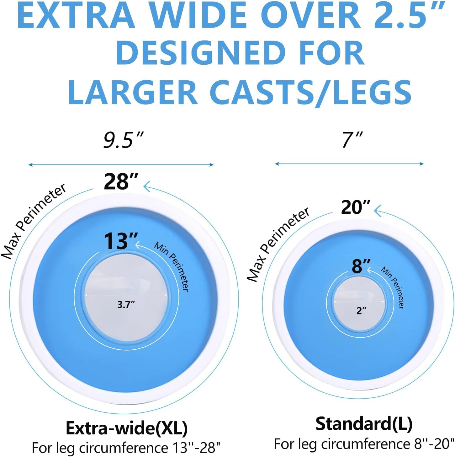 YUNCHI Funda impermeable para piernas extra anchas para adultos de ducha, protectores de pies herméticos extra grandes, XL, adultos, cirugía de pies, funda para botas para ducha (adulto XL pierna