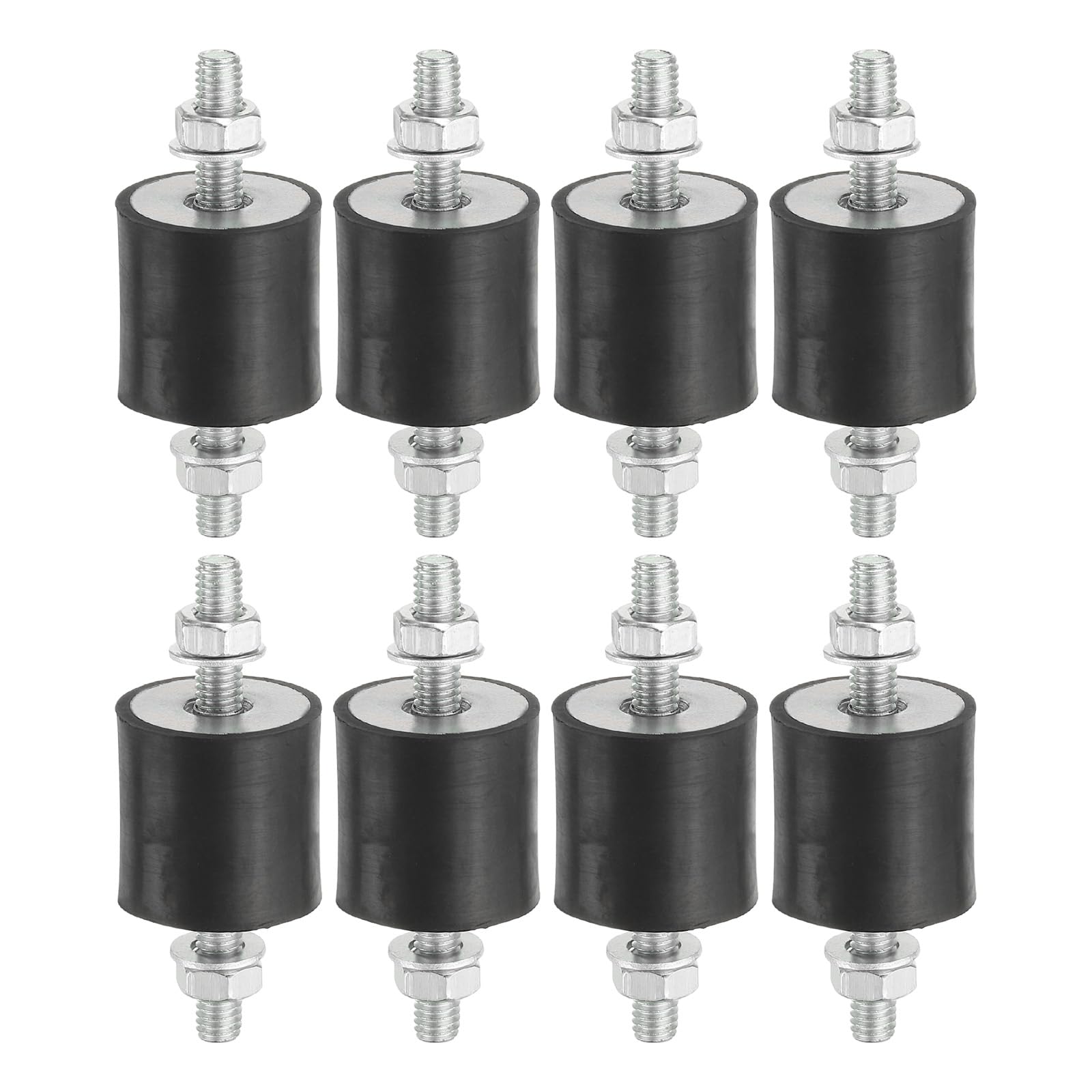 PATIKIL 25x25mm Silentblocs En Caoutchouc, 8 Pièces Supports Antivibratoires M6 En Caoutchouc Montages Cylindriques Antivibratoires Avec Ecrous pour Garage Moteurs Compresseurs (Type VV)