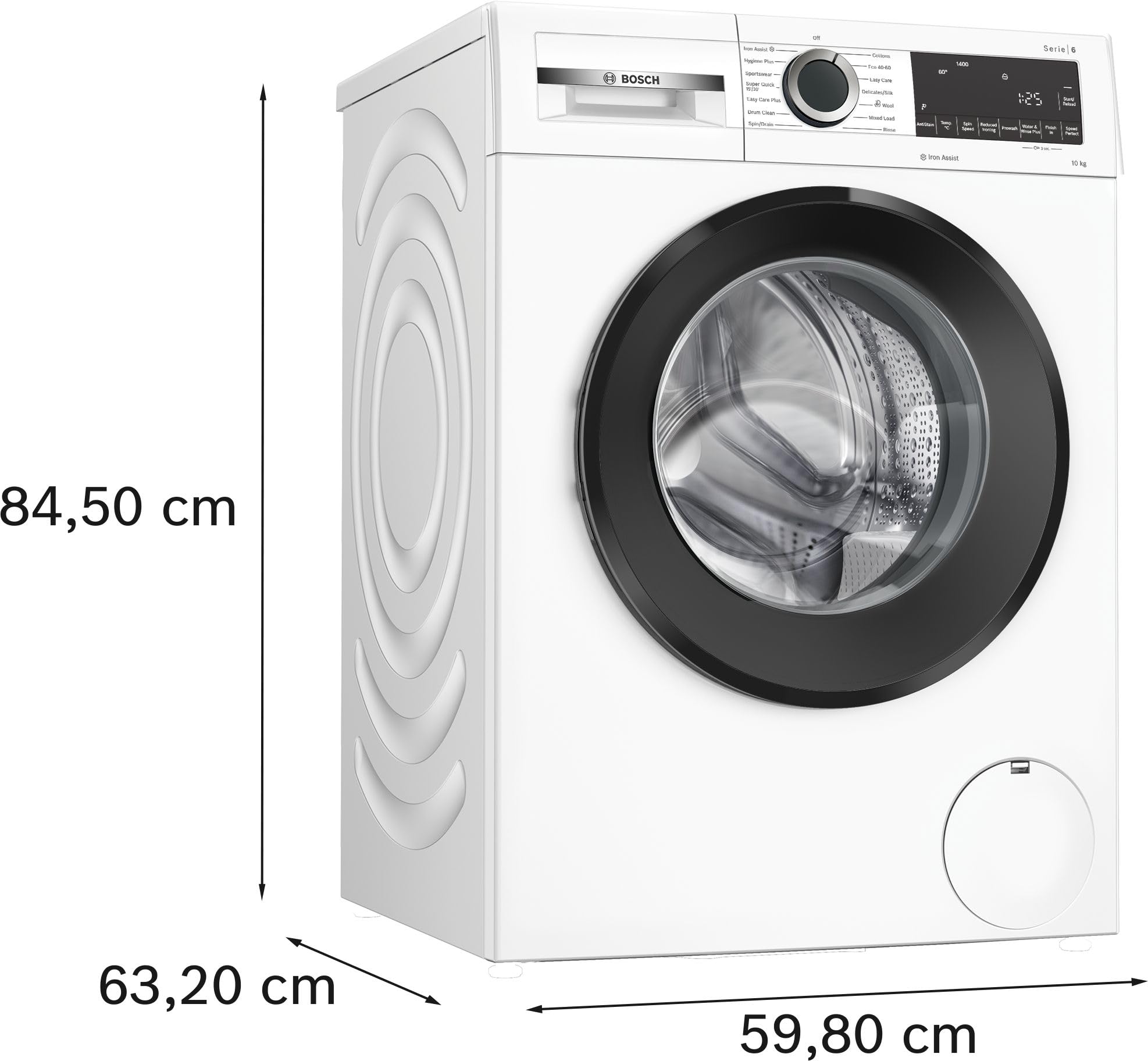 Bosch, Series 6, WGG254Z1GB, 10kg, 1400rpm Washing Machine with Iron Assist, Anti Stain, Active Water Plus, Eco Silence Drive, SpeedPerfect, LED Display, White with a Black door — view 7