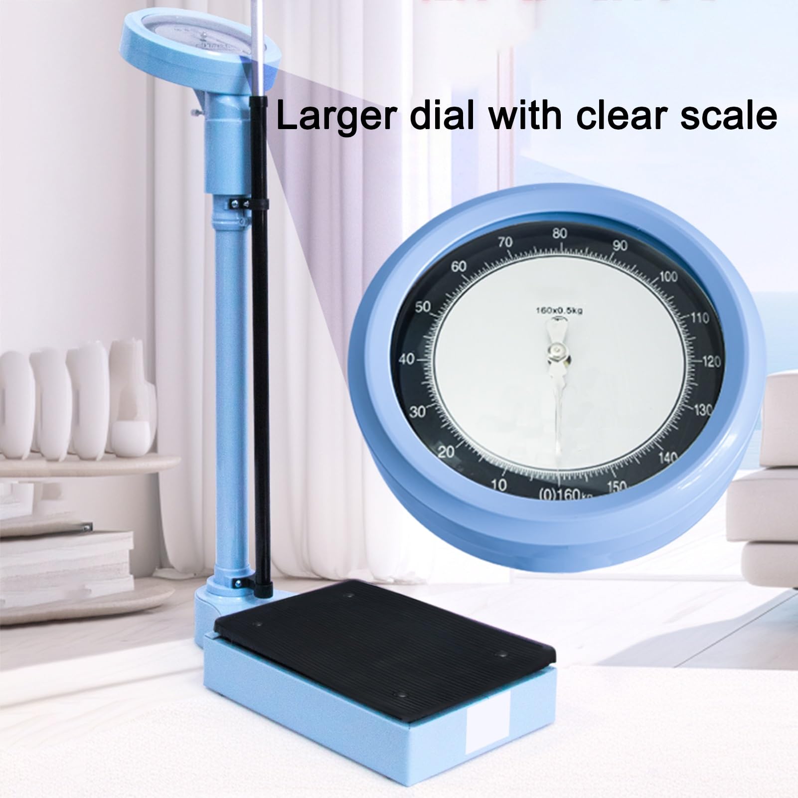 Mechanical Weight Scale, with Adjustable Height Rod, for Schools Gyms and Home, Mechanical Column Scale, Easy to Read Height and Weight Scale(White)