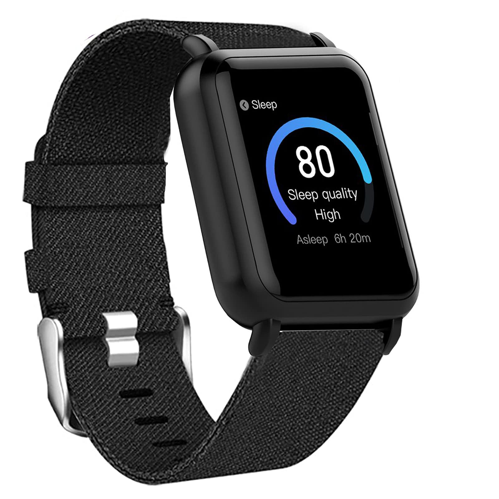 Compatible for 3Plus Vibe Plus Band, Lamshaw Breathable Nylon Woven Fabric Replacement Accessory Strap Compatible for 3Plus Vibe Plus/Vibe +/Vibe Lite/Vibe Pro/Vibe+ Gen 2/Vibe Plus Gen 2 Smartwatch (Black)