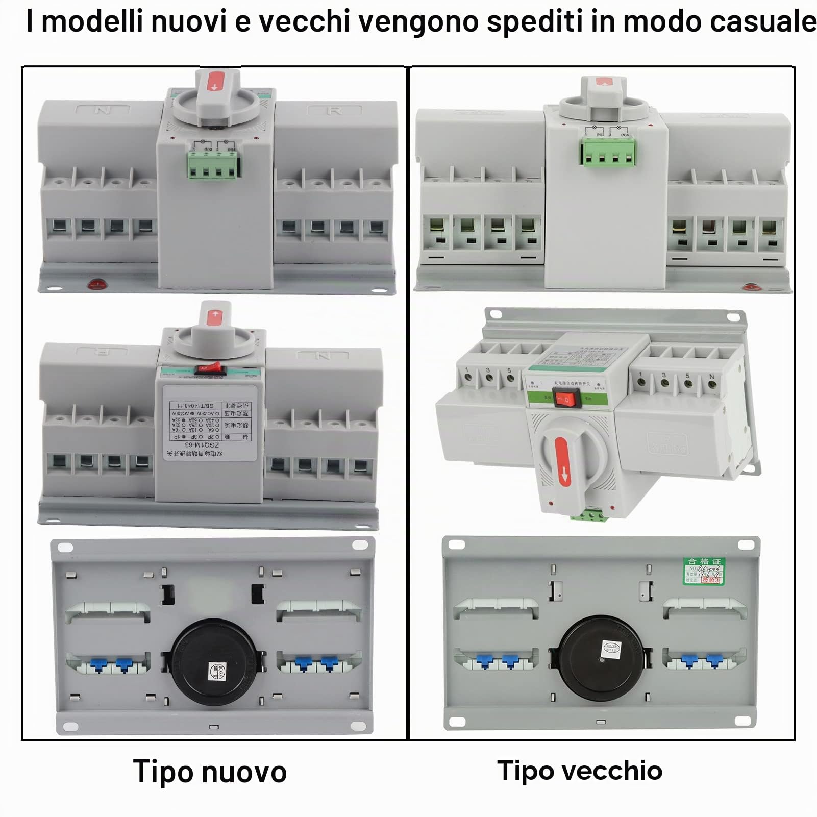 Interruttore di Trasferimento Automatico a Doppia Alimentazione, 220V 63A 4P, Mini Interruttore con Interfaccia Antincendio, Basso Rumore