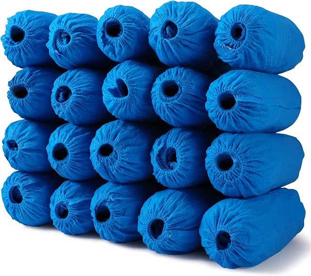 200PCS Annhua Disposable Overshoes, Durable Fabric Shoe Covers, Non-Slip Foot CoveringOne Size Fits AllNon-Woven Shoe Protectors for Indoor & Outdoor, 5g Thickness